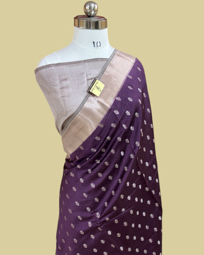 Magenta Pure Chiniya Silk - Banarasi Saree