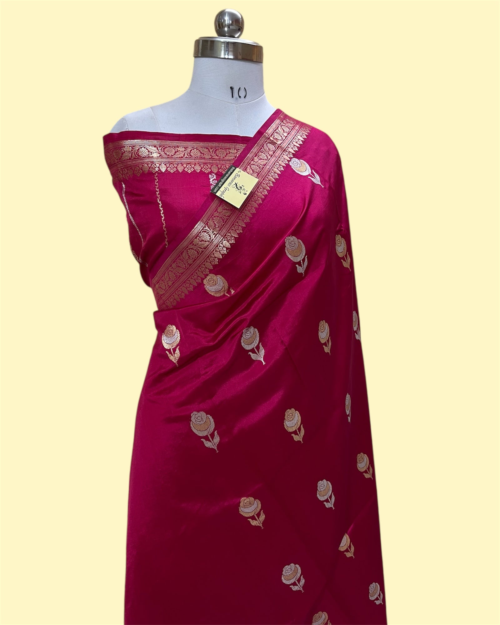 Pure Raw Mango Handloom Silk - Kadhua Motifs Sona Rupa Banarasi Saree