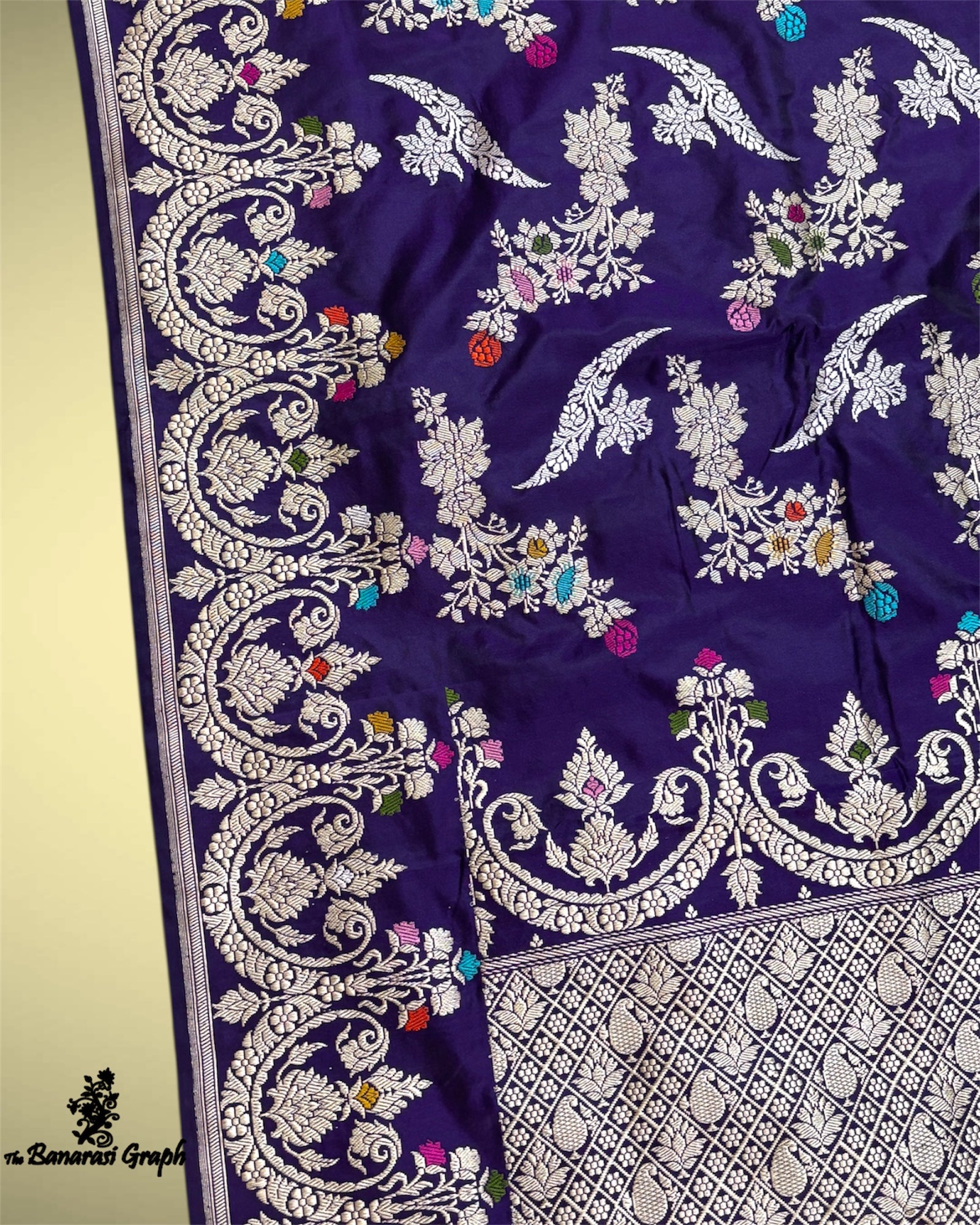 Blue Pure Katan Handloom Silk - All Over Kadhua Jaal Work Sona Rupa with Meenakari Banarasi Saree