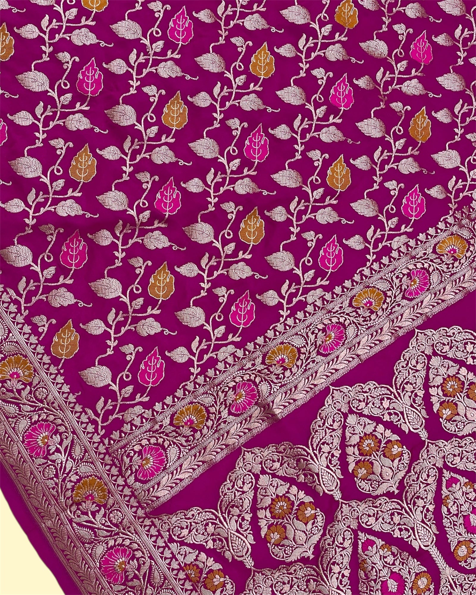 Premium Mashru Silk - All Over Jaal Work with Meenakari Banarasi Saree