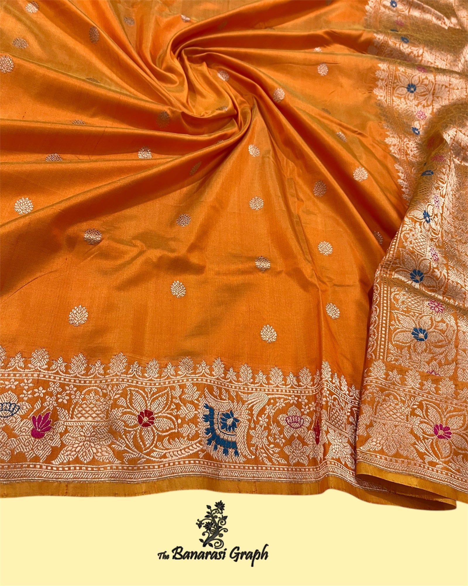 Pure Katan Handloom Silk - Kadhua Motifs with Meenakari Banarasi Saree