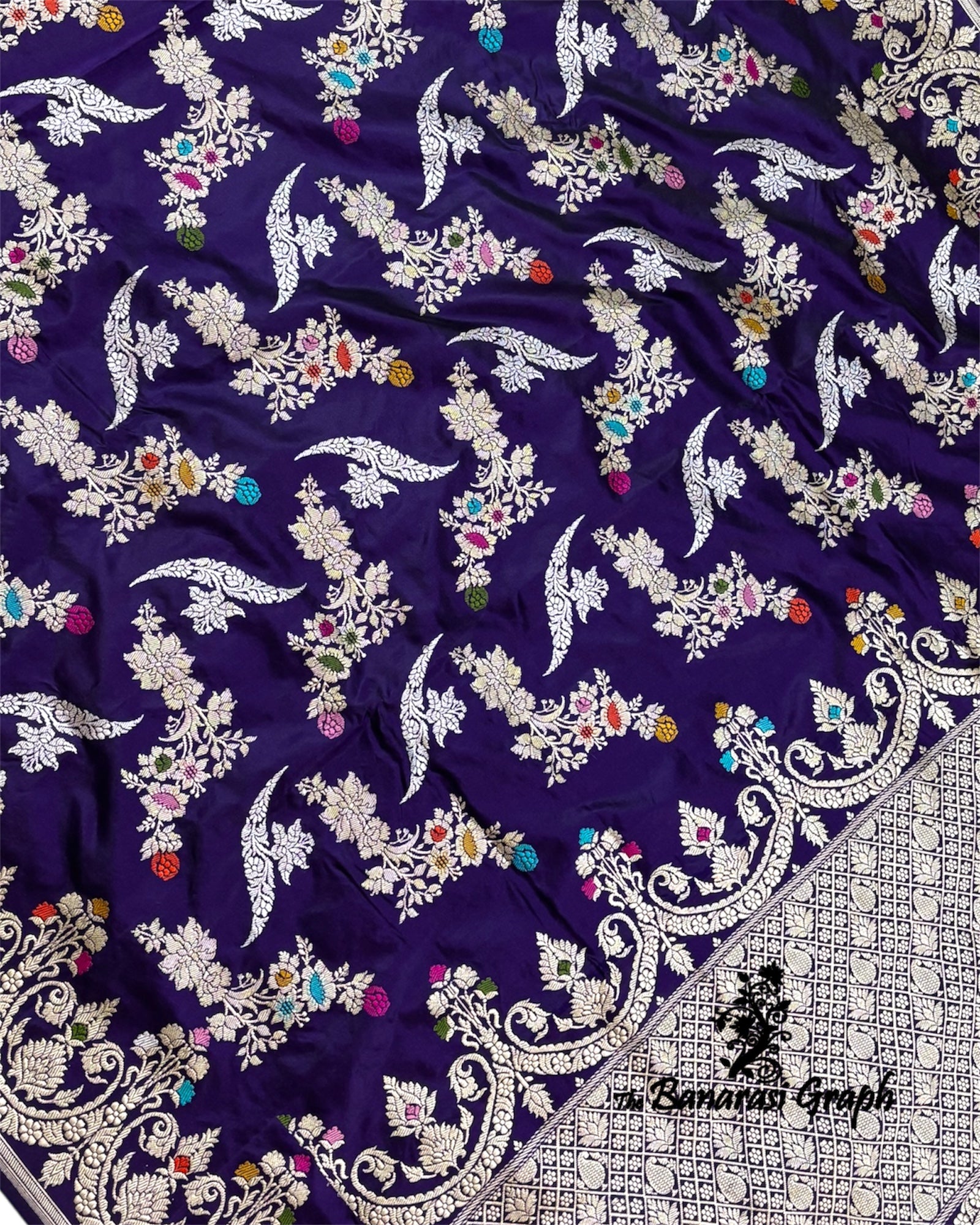 Blue Pure Katan Handloom Silk - All Over Kadhua Jaal Work Sona Rupa with Meenakari Banarasi Saree