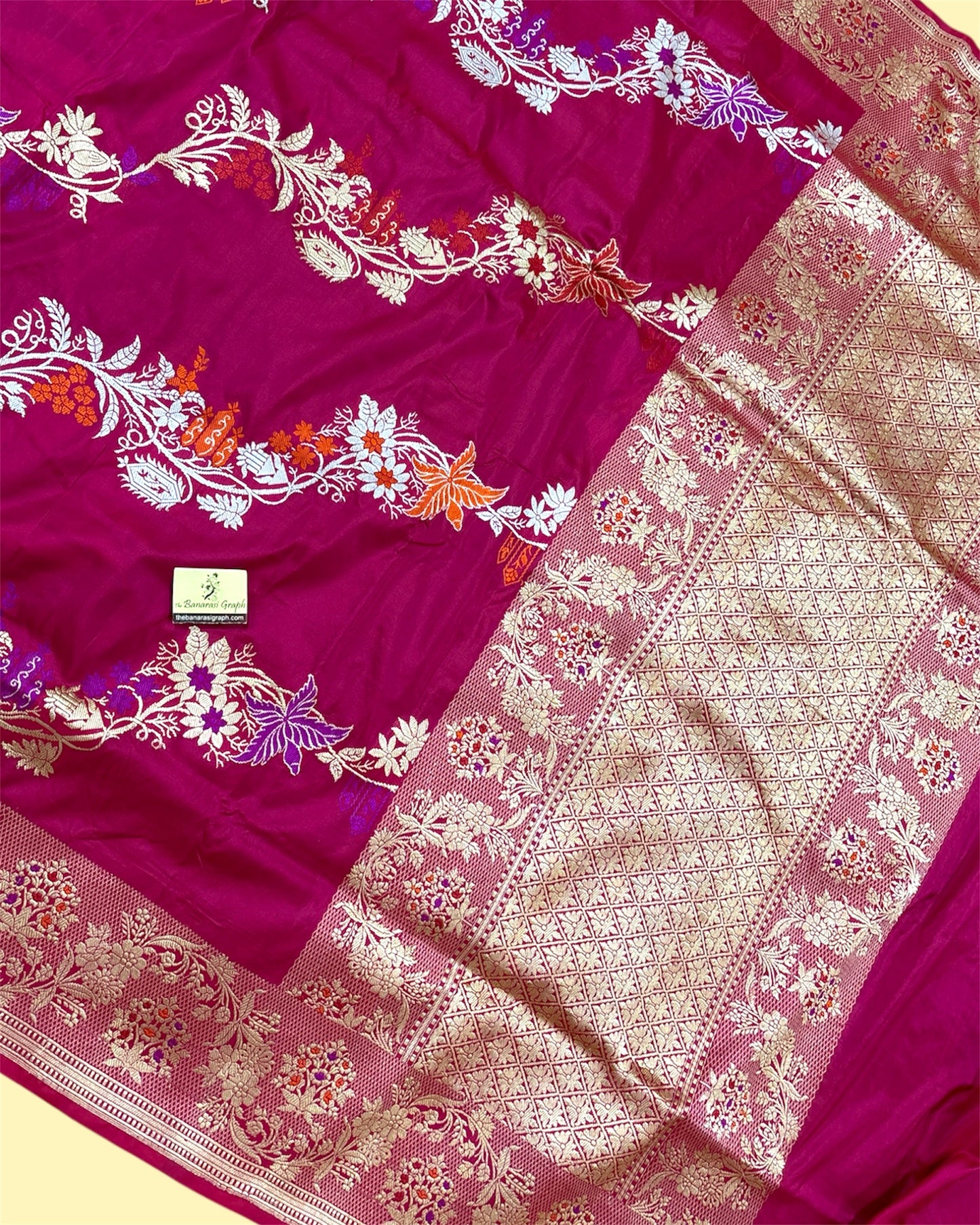 Hot Pink Pure Katan Handloom Silk - Kadhua Motifs Sona Rupa With Meenakari Banarasi Saree
