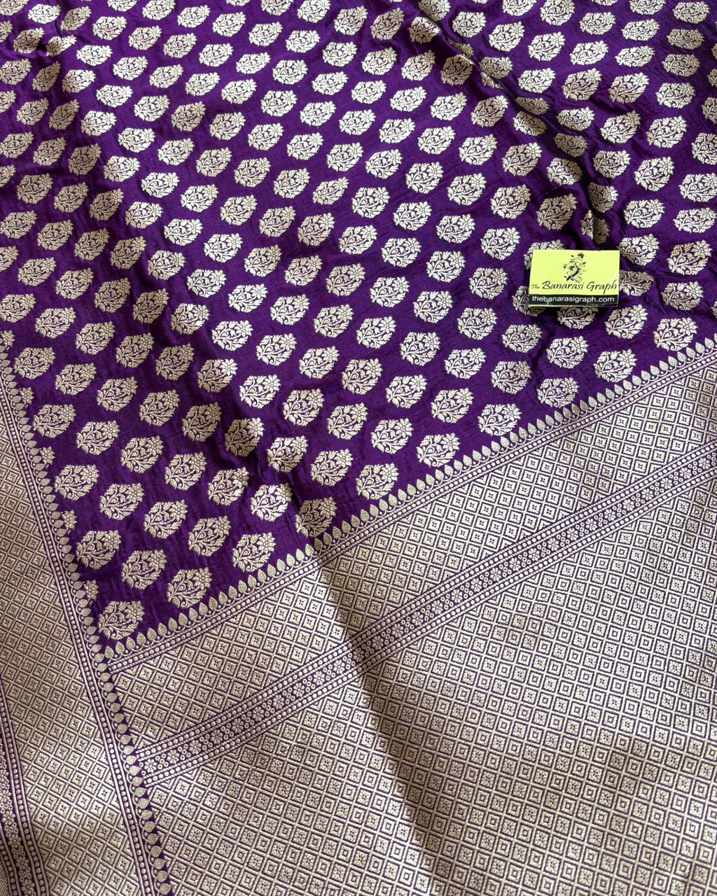 Magenta Pure Katan Handloom Silk - All Over Booti work Banarasi Saree