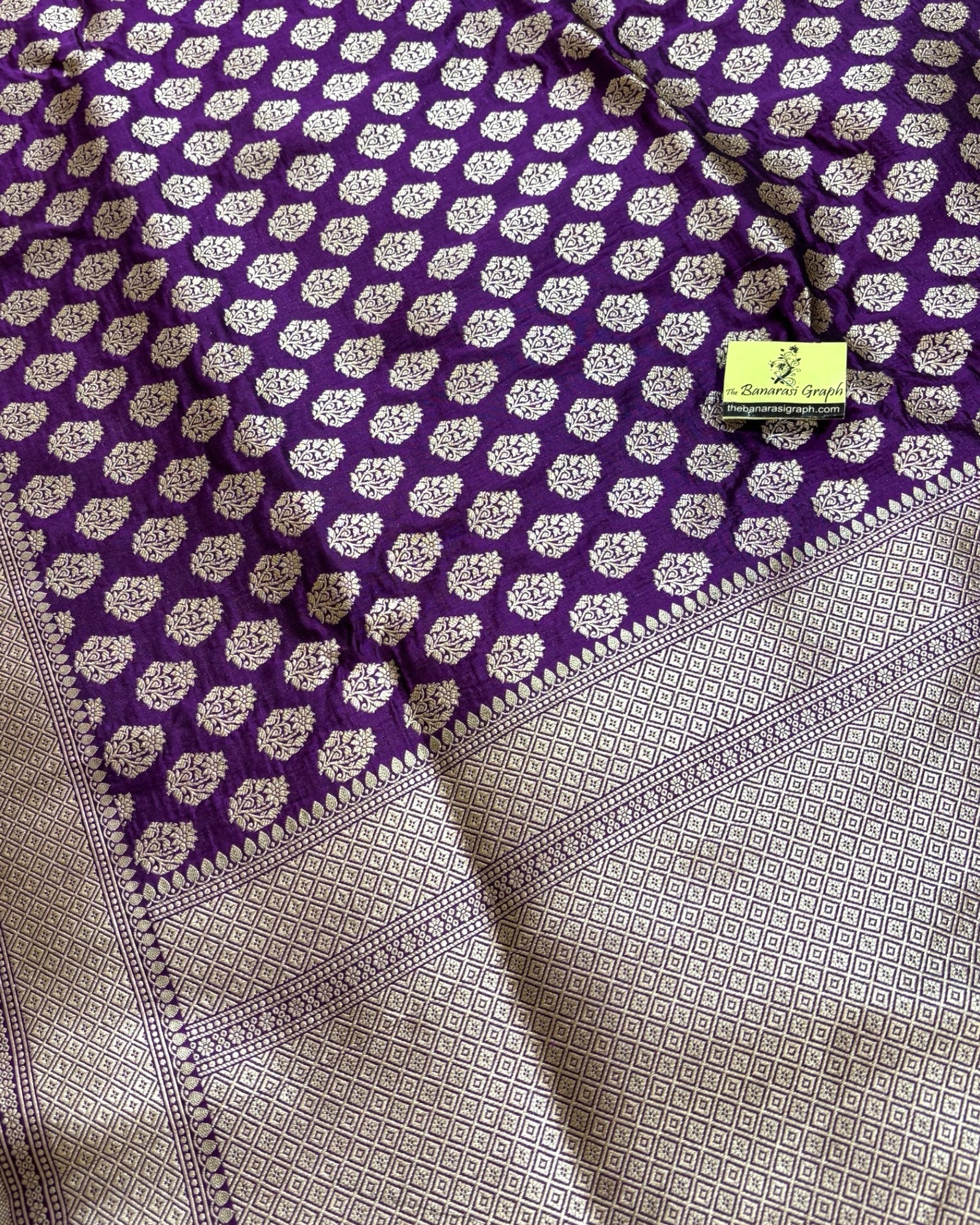 Magenta Pure Katan Handloom Silk - All Over Booti work Banarasi Saree