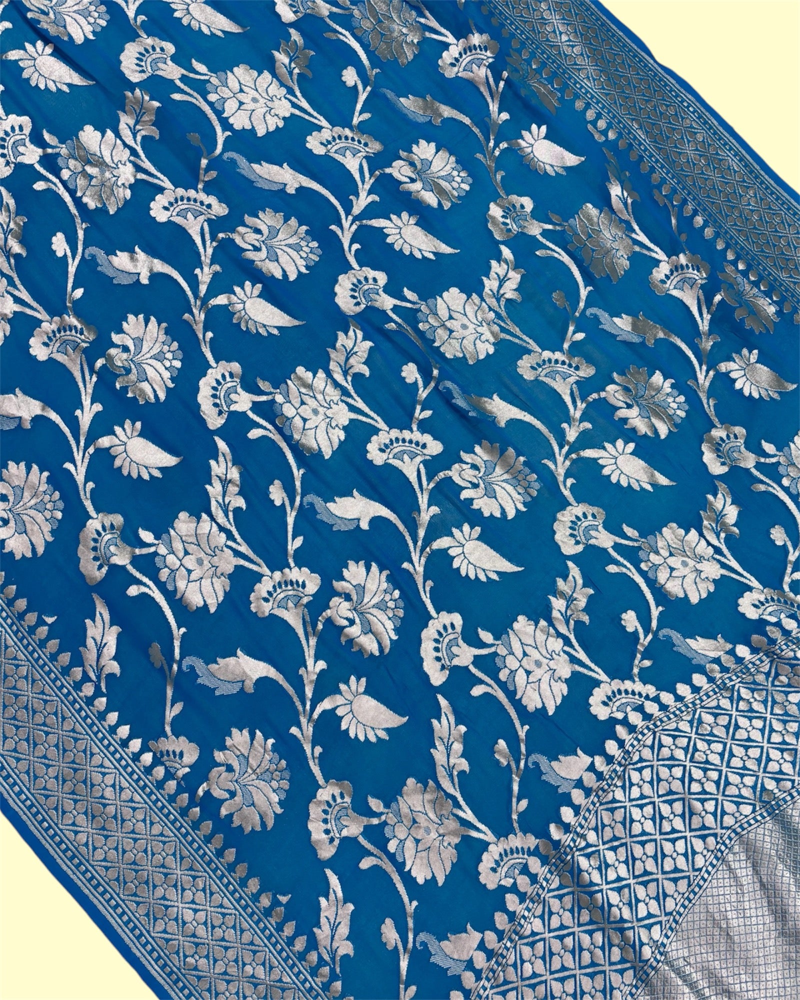 Khaddi Georgette Water Zari - All Over Jaal Work Pure Banarasi Saree