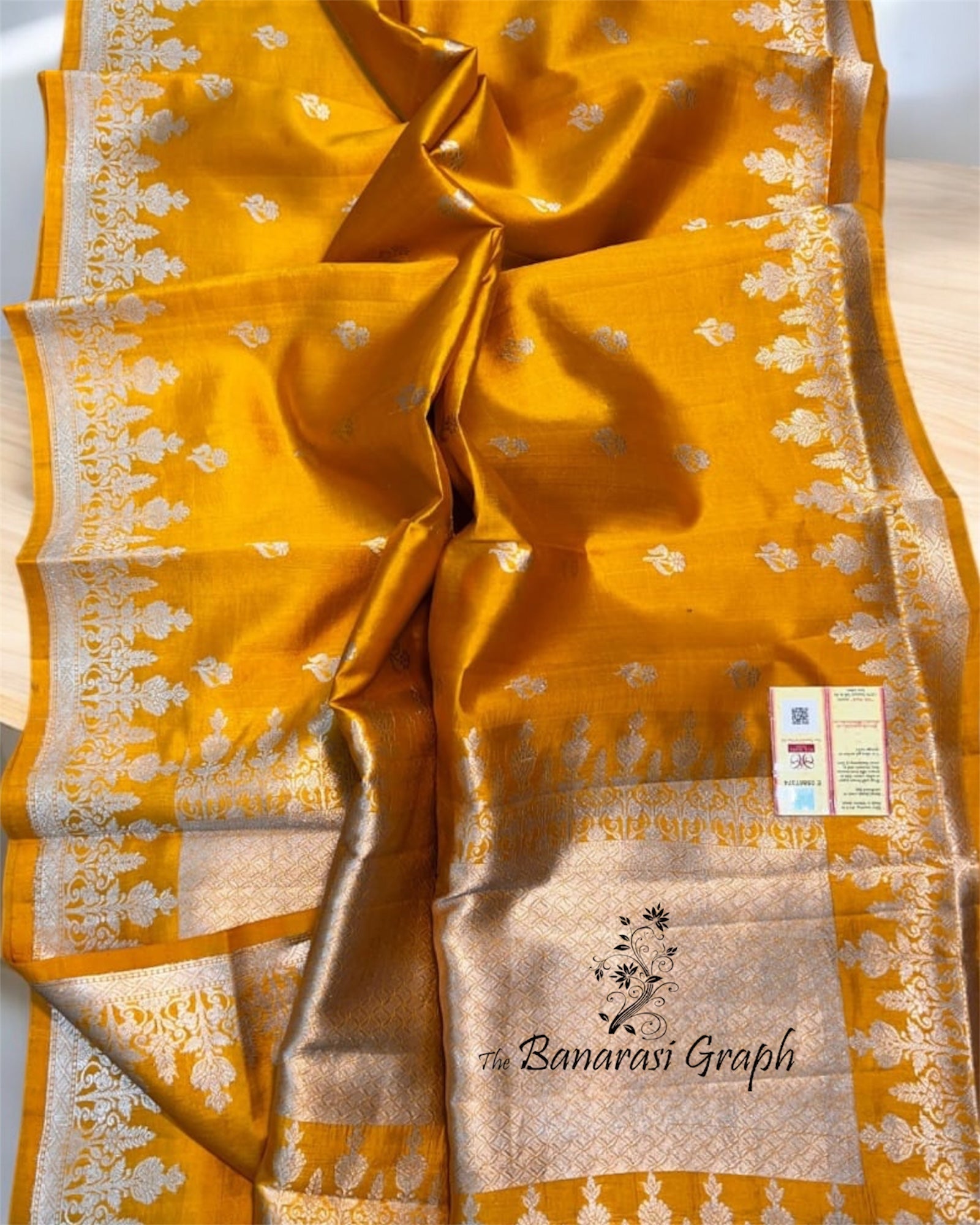 Gold Pure Raw Mango Handloom Silk - Banarasi Saree