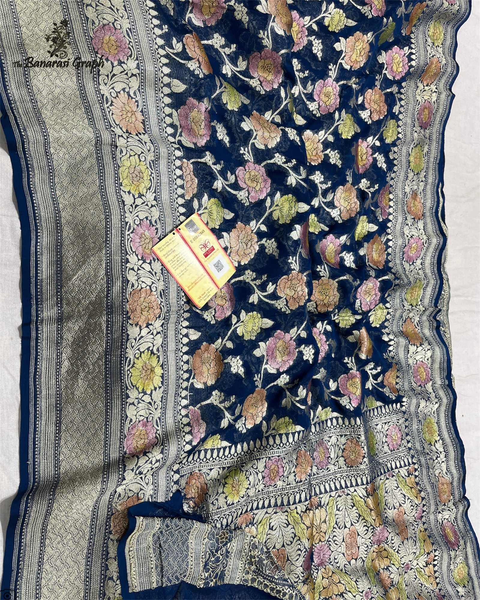 Khaddi Georgette Water Zari with Handbrush Meenakari - Pure Banarasi Saree