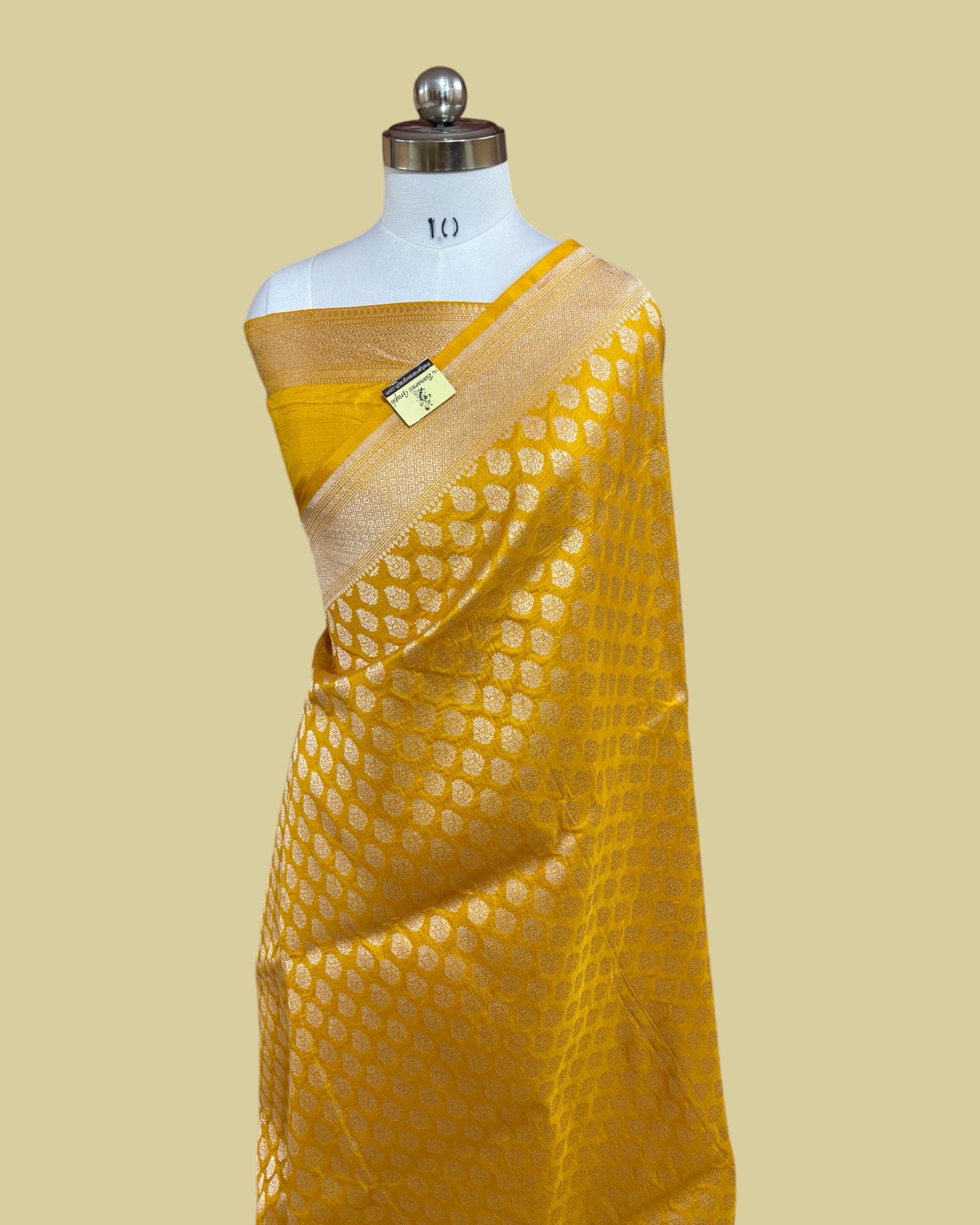 Yellow Pure Katan Uppada Handloom Silk - All Over Booti Work Banarasi Saree