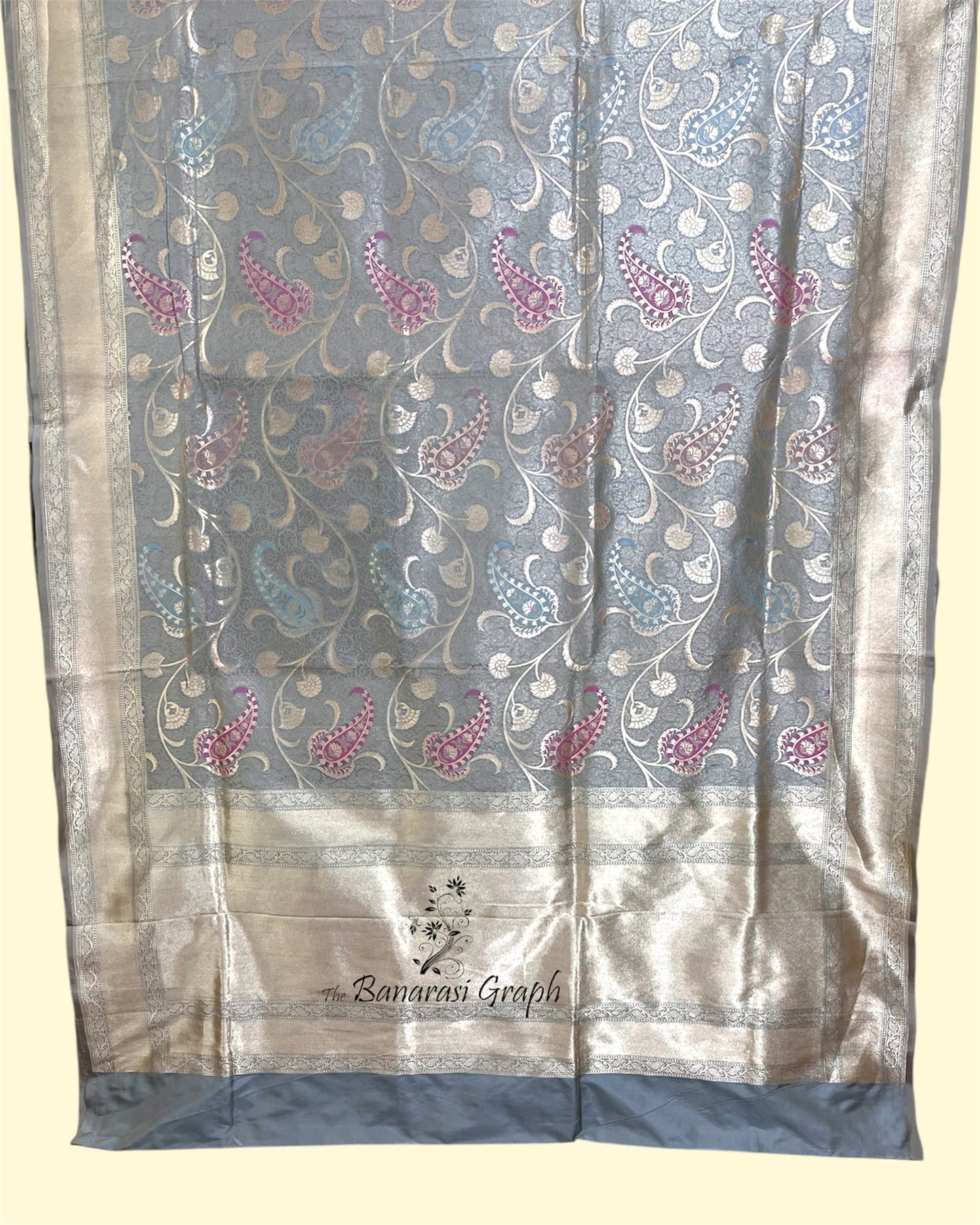 Pure Katan Handloom Silk - All over Jaal Work with Meenakari Banarasi Saree