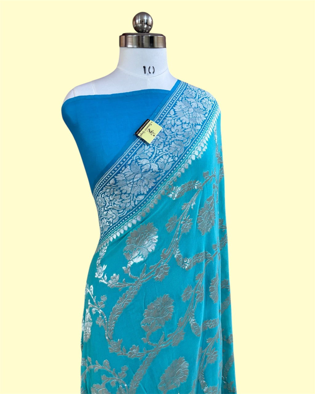 Khaddi Georgette Water Zari - All Over Jaal Work Pure Banarasi Saree