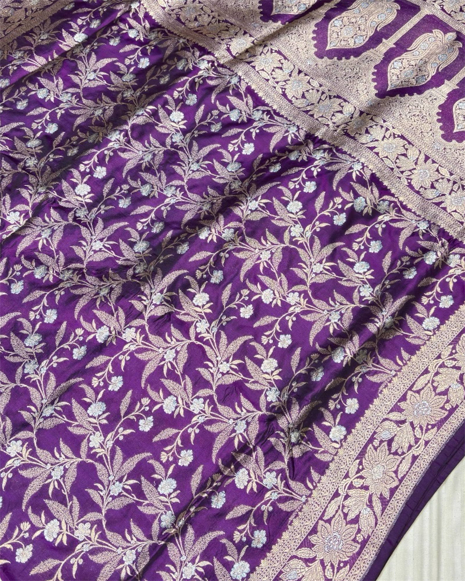 Pure Katan Handloom Silk - All Over Jaal Work Sona Rupa Banarasi Saree