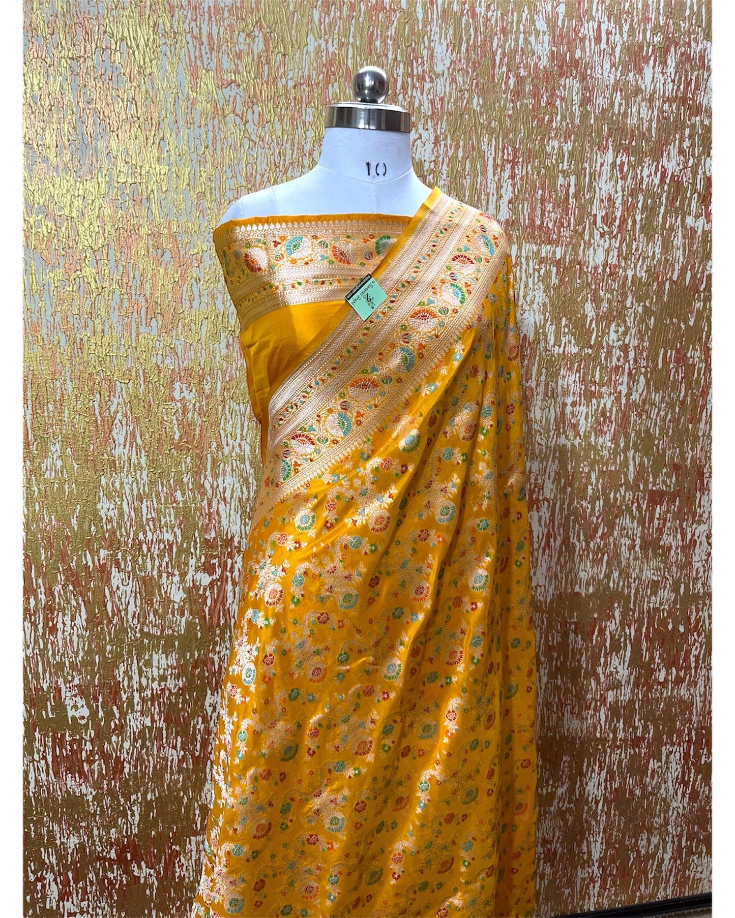 Yellow Pure Katan Handloom Silk - All Over Jaal Work with Meenakari Banarasi Saree