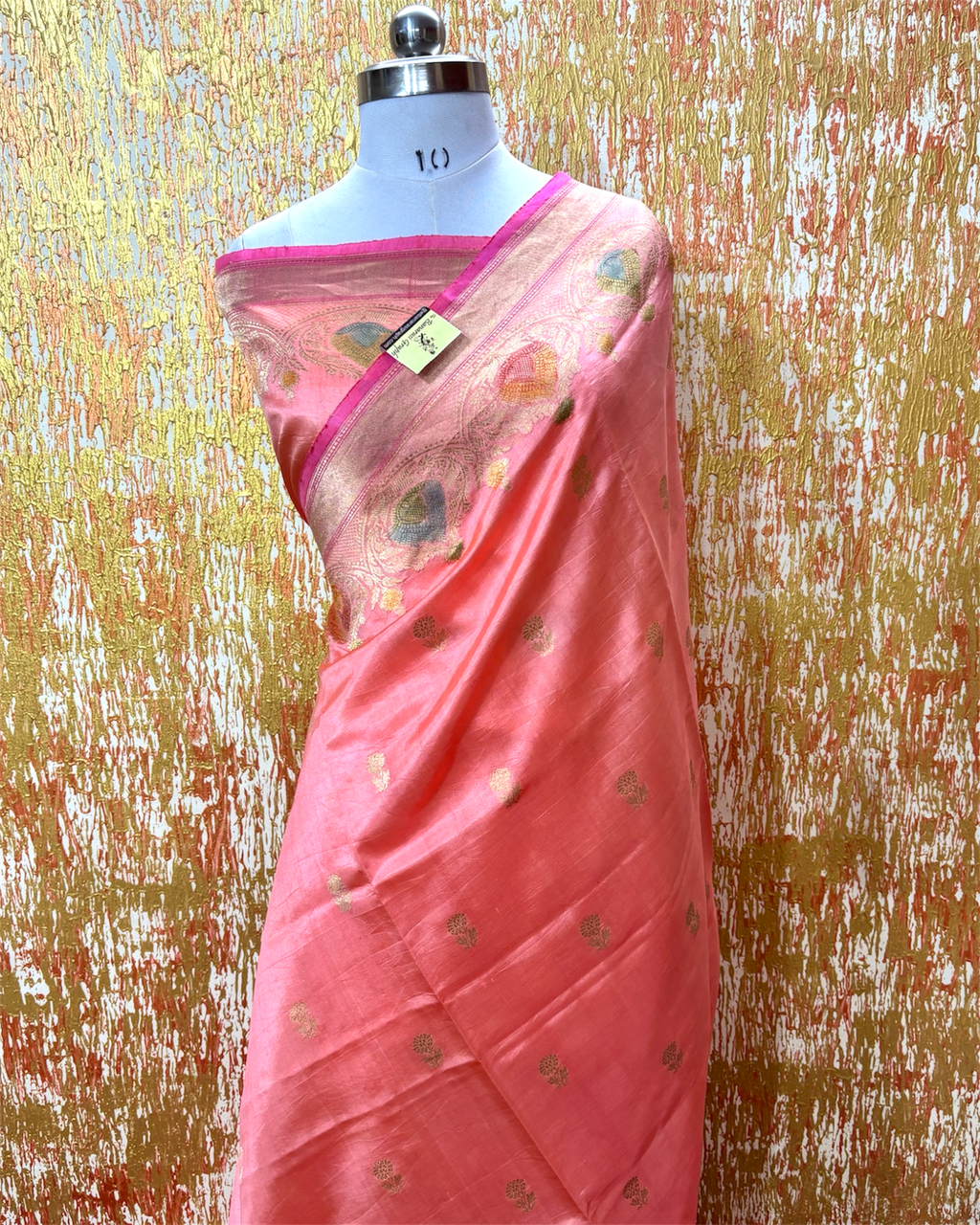 Pure Raw Mango with Handbrush Handloom Silk - Banarasi Saree