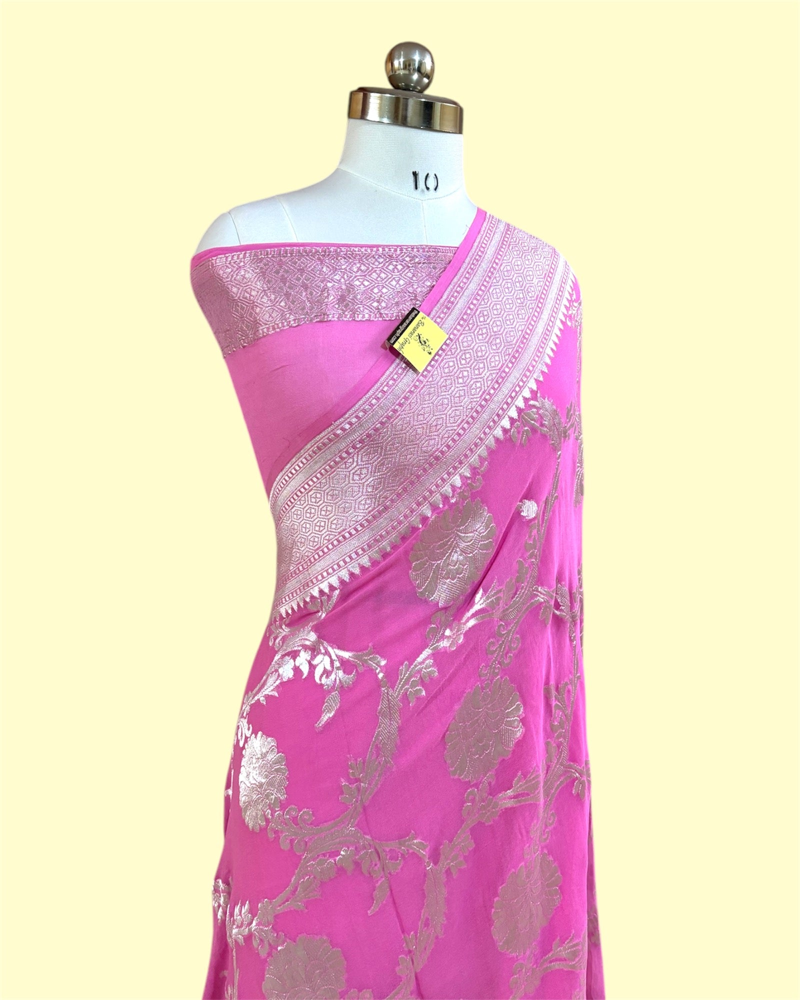 Khaddi Georgette Water Zari - All Over Jaal Work Pure Banarasi Saree