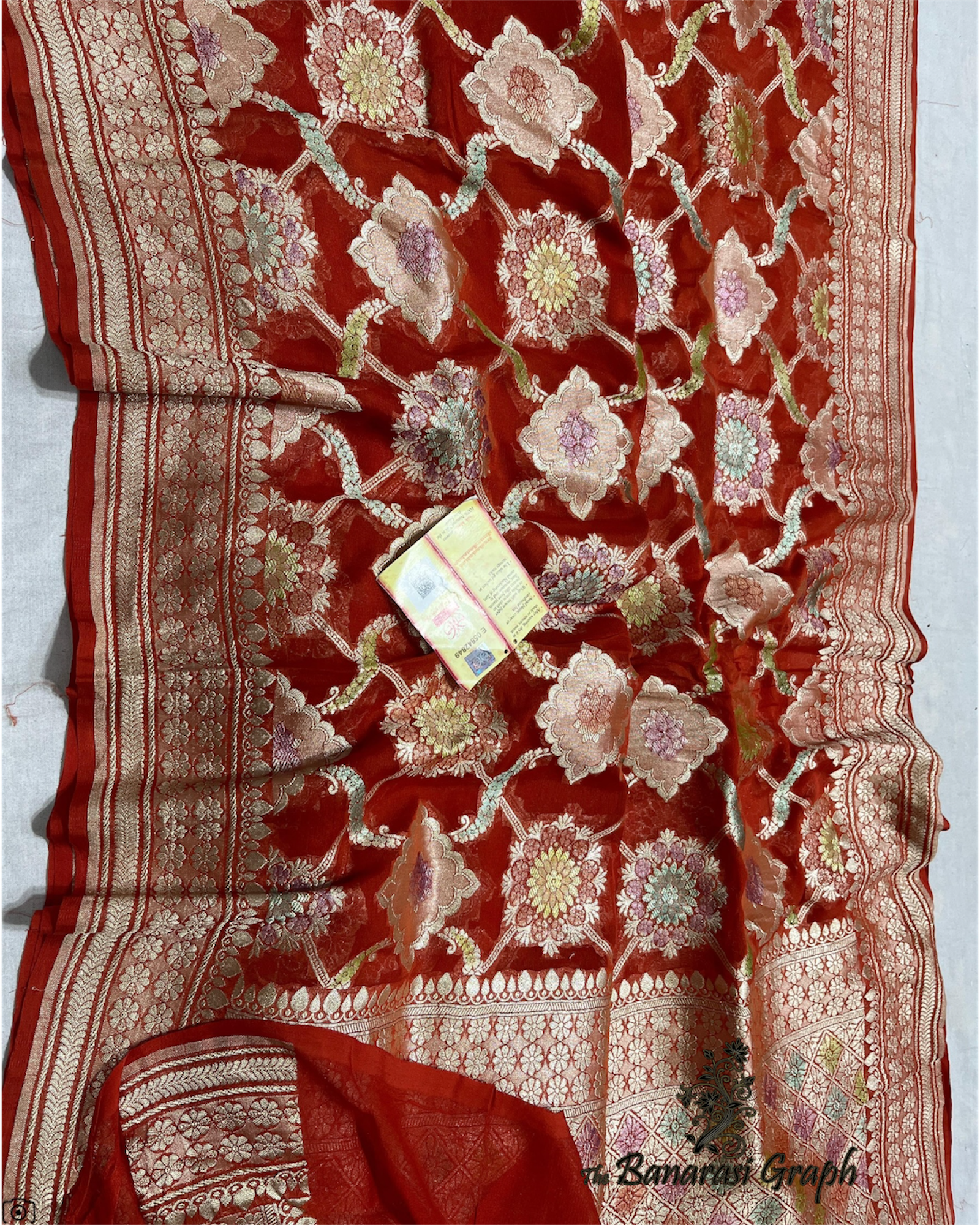 Khaddi Georgette Water Zari with Handbrush Meenakari - Pure Banarasi Saree