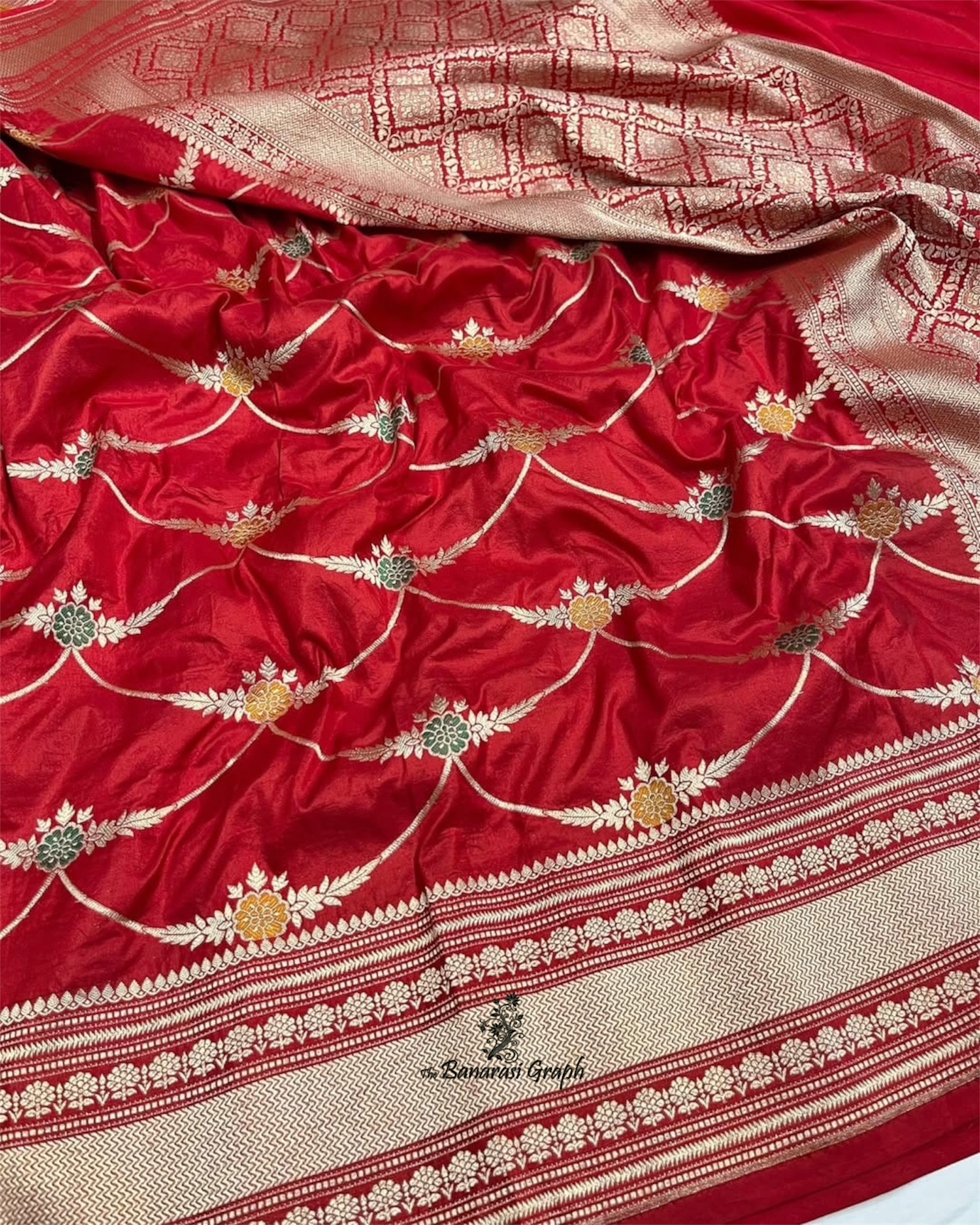 Pure Katan Handloom Silk - Jaal Work with Meenakari Banarasi Saree