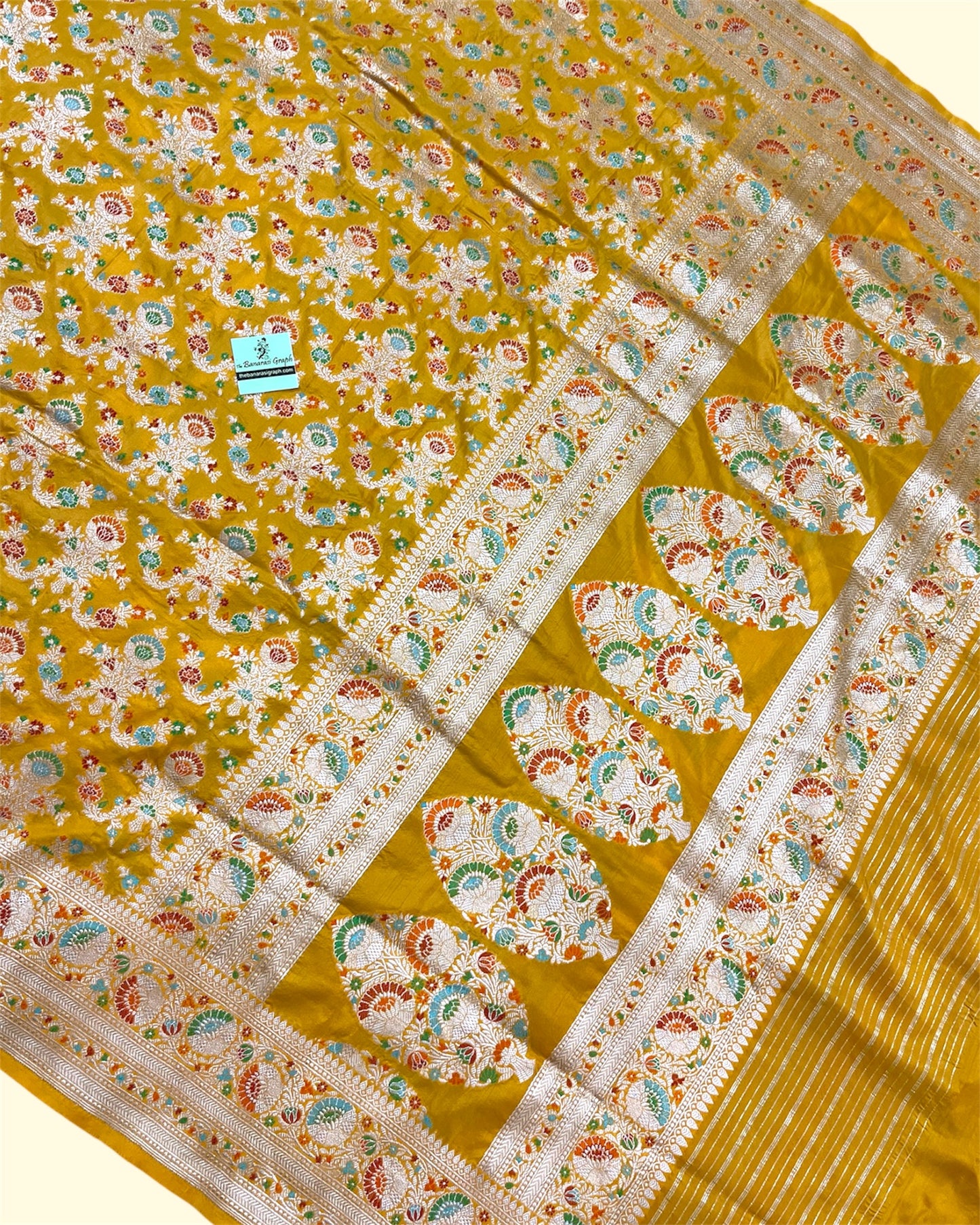 Yellow Pure Katan Handloom Silk - All Over Jaal Work with Meenakari Banarasi Saree