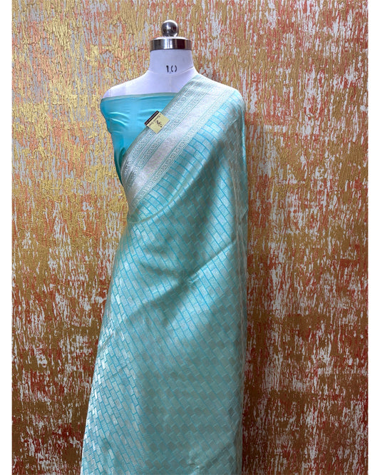 C Green Pure Katan Handloom Silk - Banarasi Saree