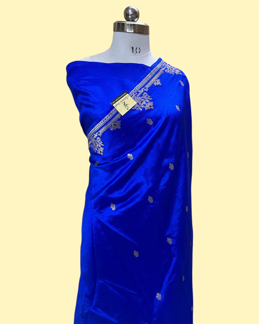 Pure Raw Mango Handloom Silk - Kadhua Motifs with Meenakari Banarasi Saree