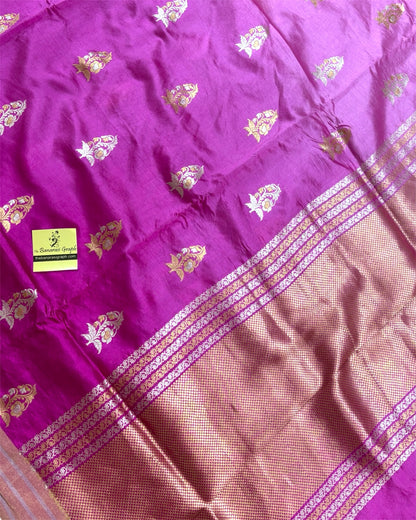 Dual Shade Pure Raw Mango Handloom Silk - Kadhua Motifs Sona Rupa Banarasi Saree