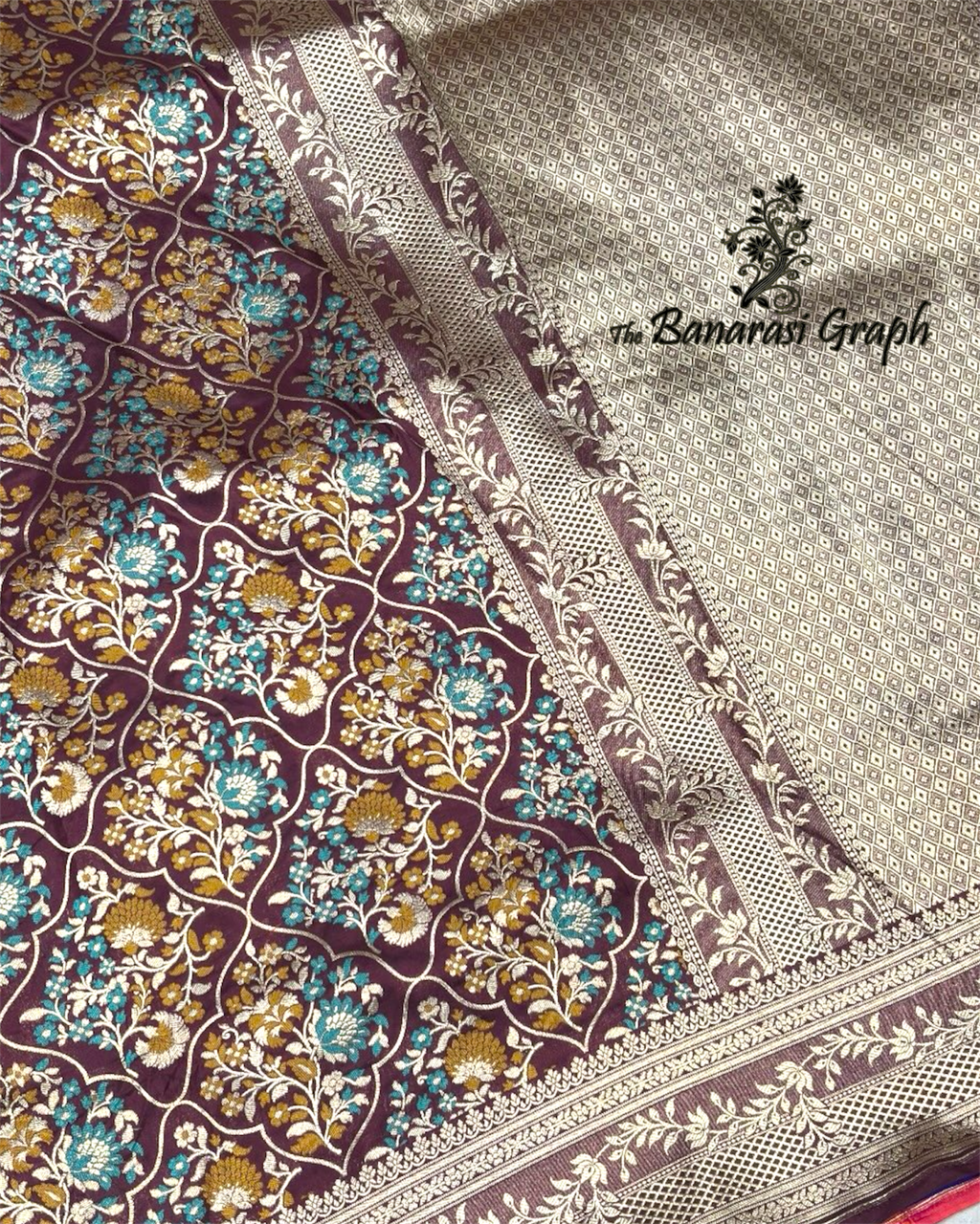 Pure Katan Handloom Silk -All Over Jaal Work with Meenakari Banarasi Saree