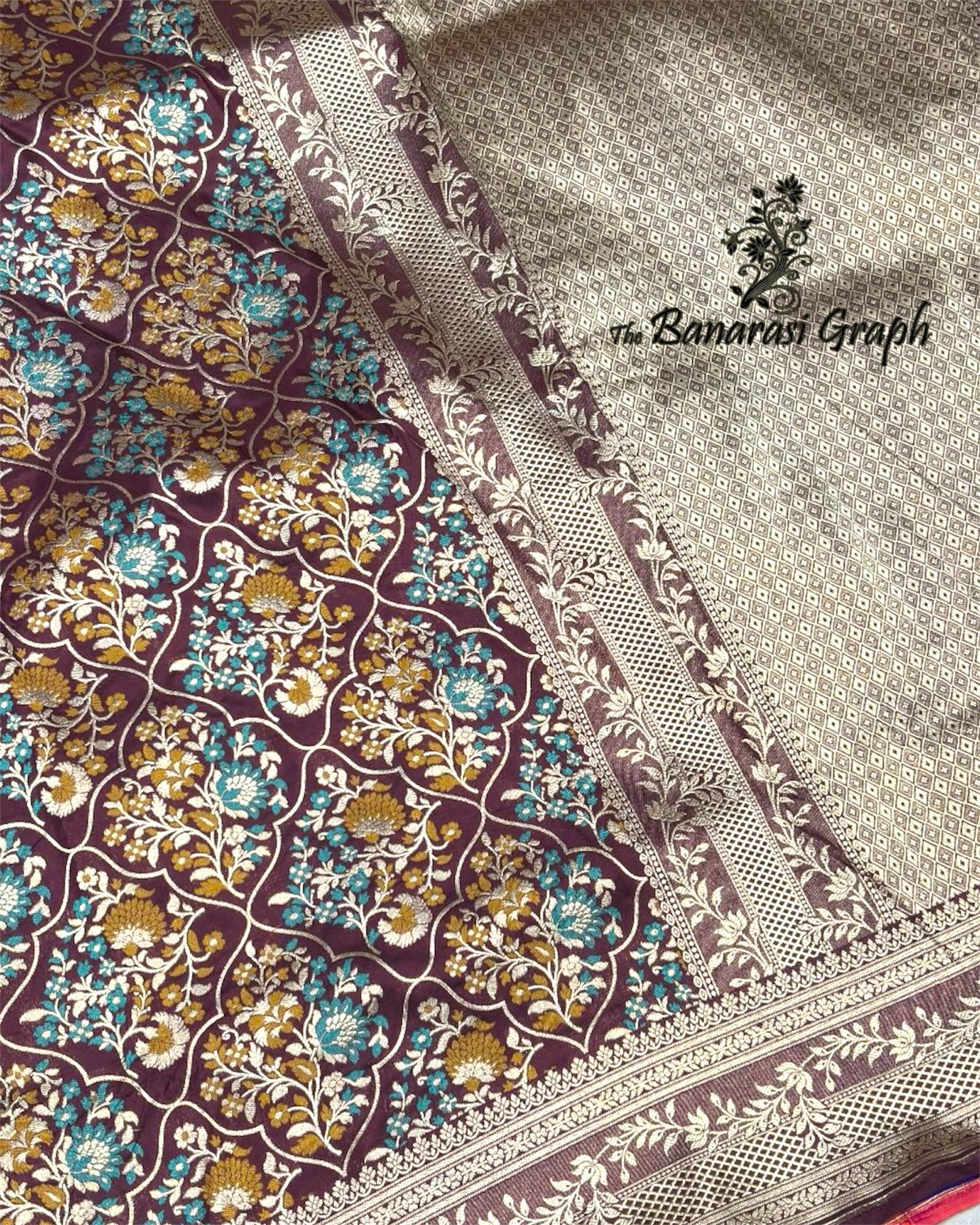 Pure Katan Handloom Silk -All Over Jaal Work with Meenakari Banarasi Saree