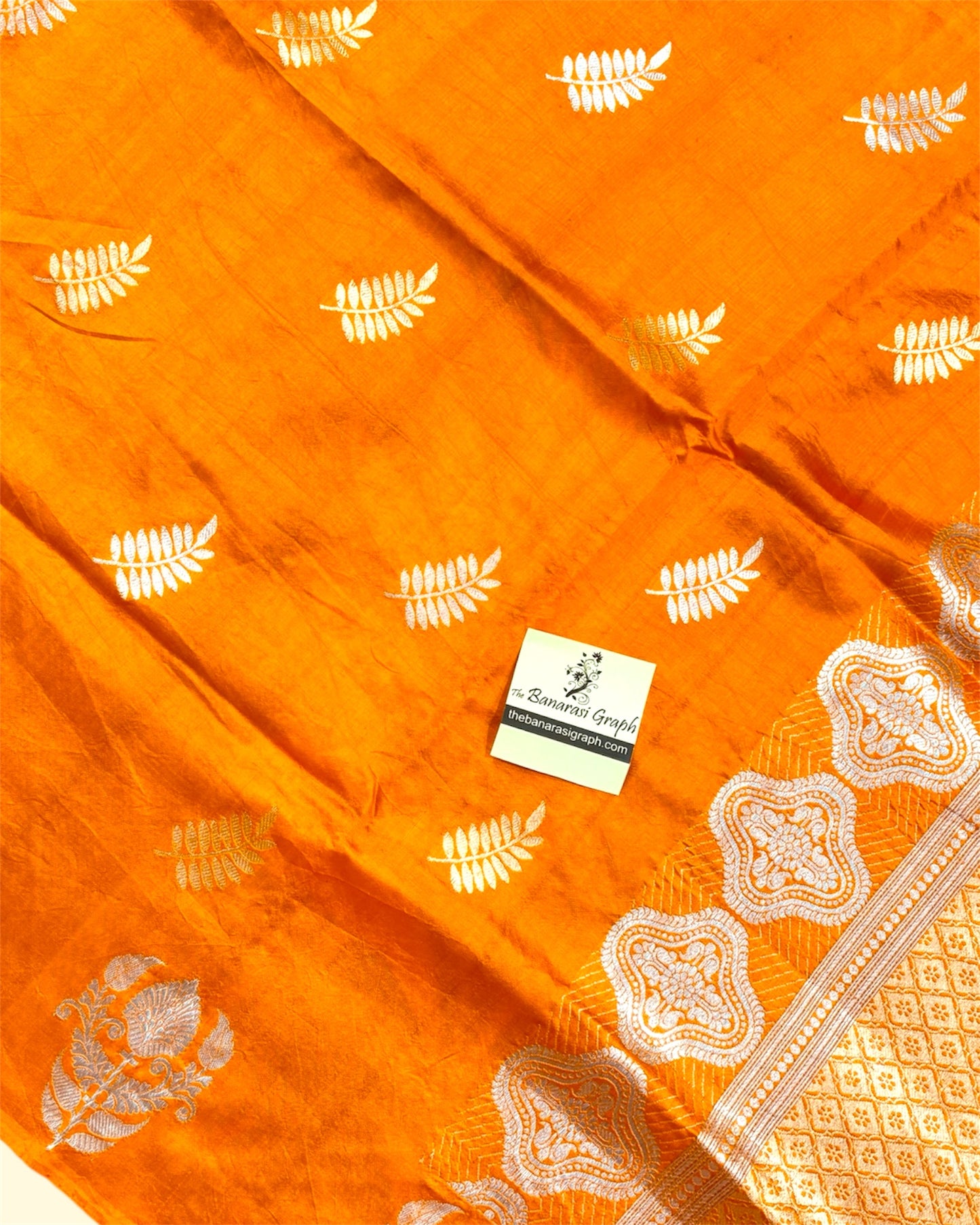 Orange Pure Raw Mango Handloom Silk - Kadhua Motifs Sona Rupa Banarasi saree