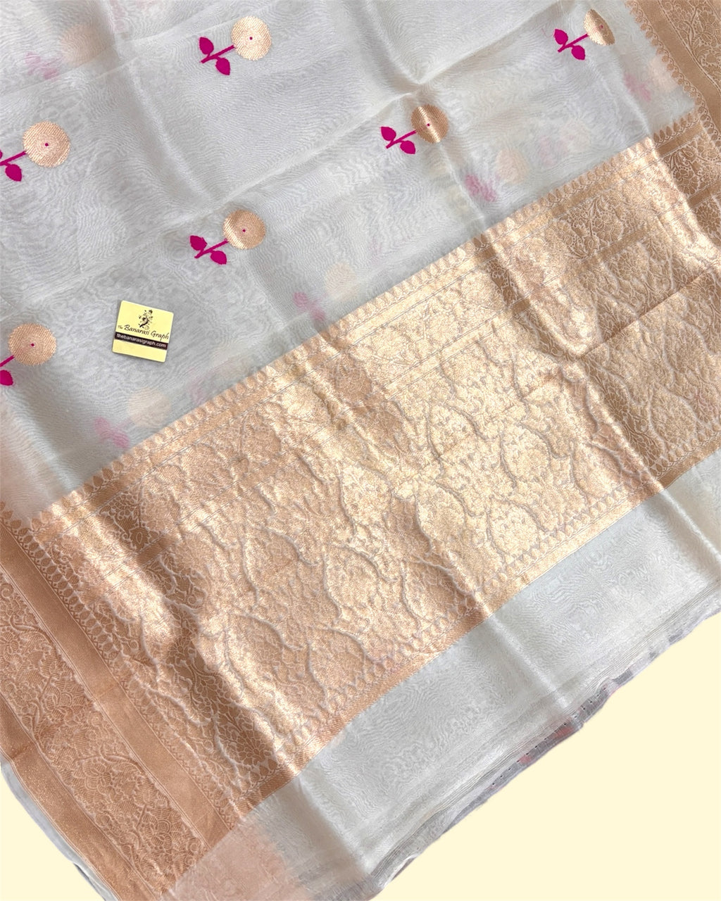 Pure Kora Handloom Silk - Kadhua Motifs Banarasi Saree