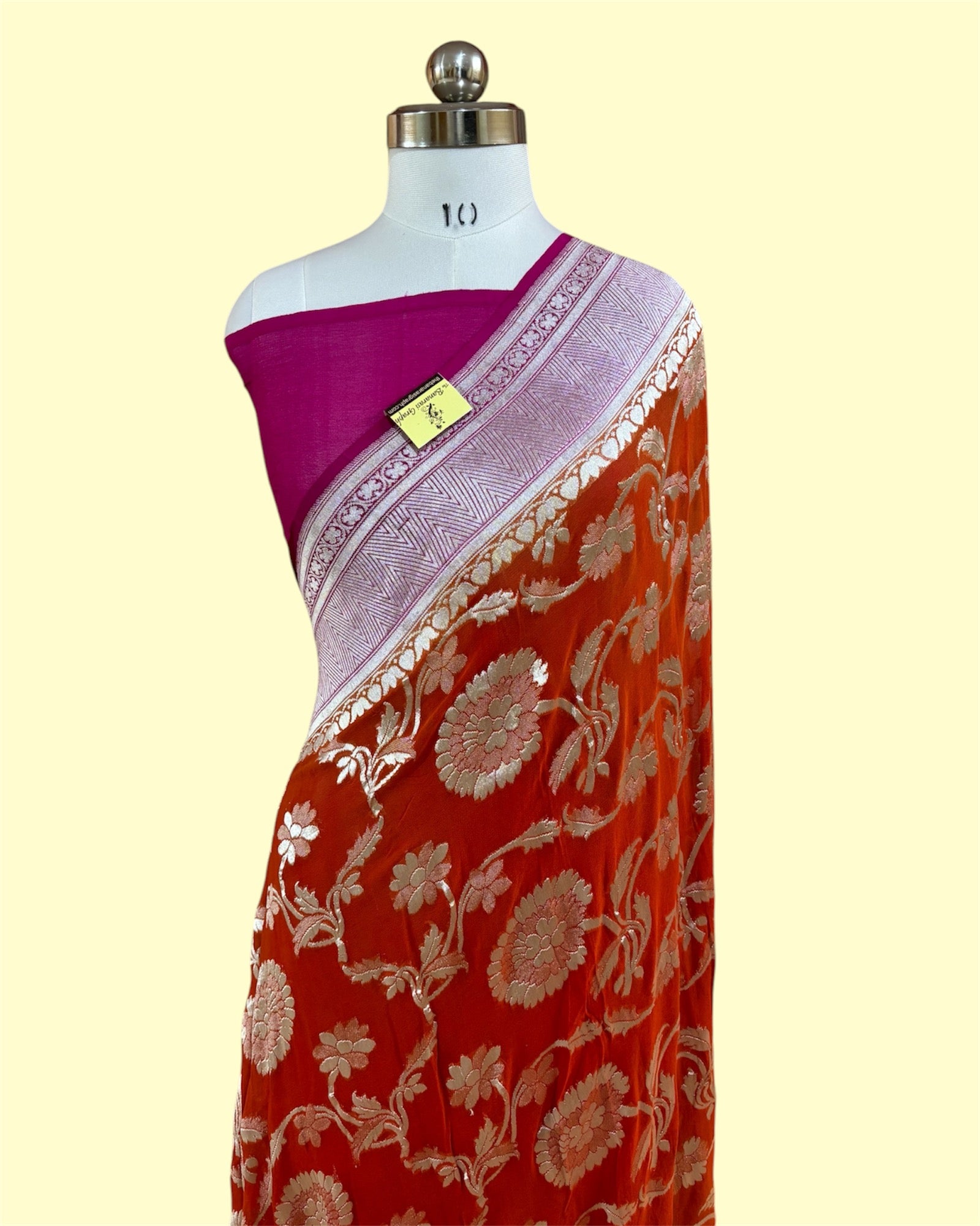 Khaddi Georgette Water Zari - All Over Jaal Work Pure Banarasi Saree