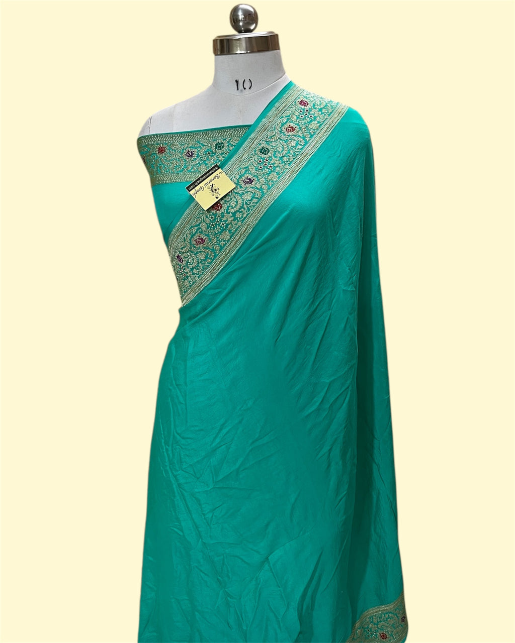 Pure Crape Katan Handloom Silk - Kadhua Motifs with Meenakari Banarasi Saree