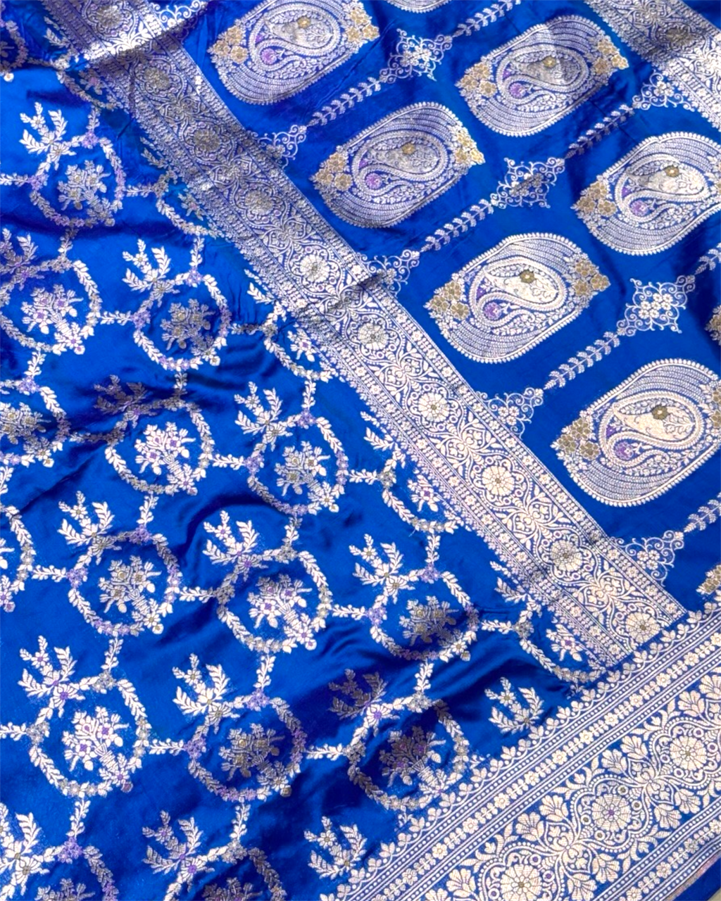 Pure Katan Handloom Silk - All Over Jaal Work with Meenakari Banarasi Saree