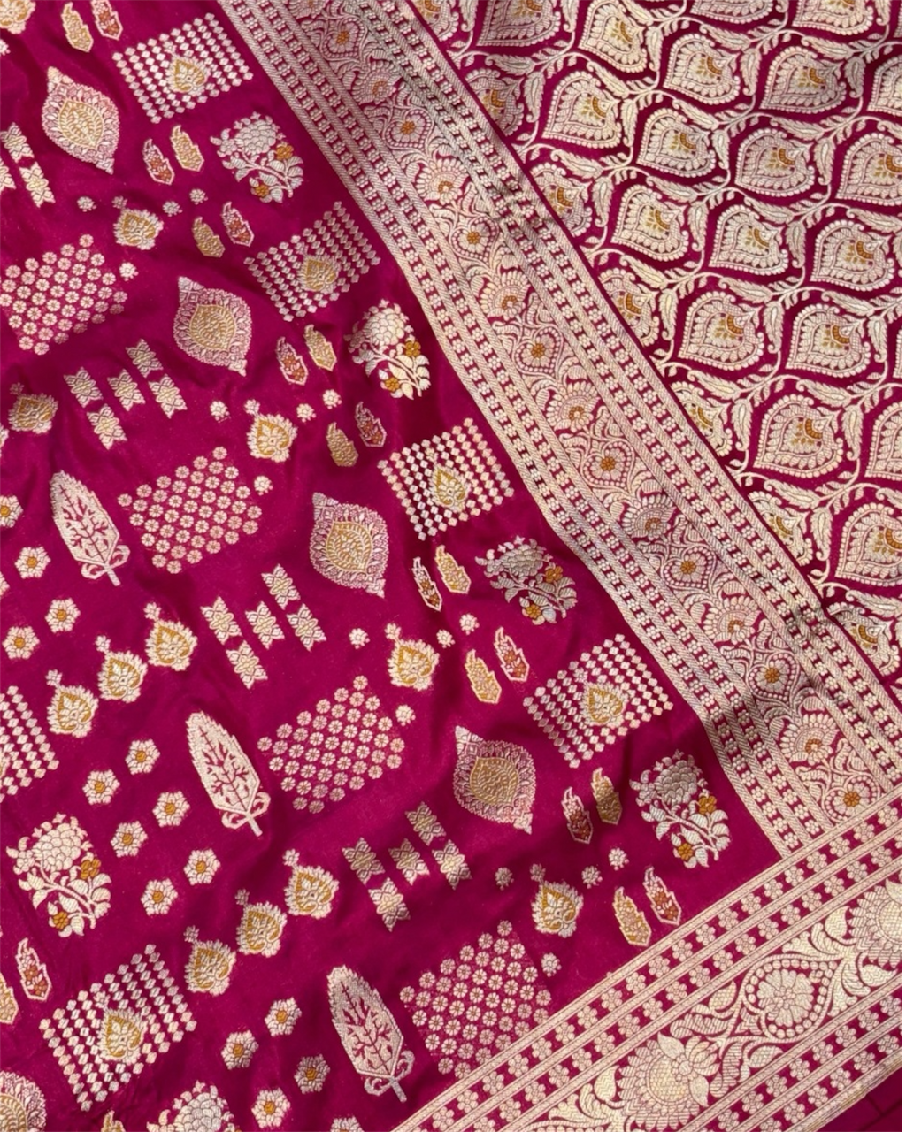 Pure Katan Handloom Silk - Jaal Work with Meenakari Banarasi Saree