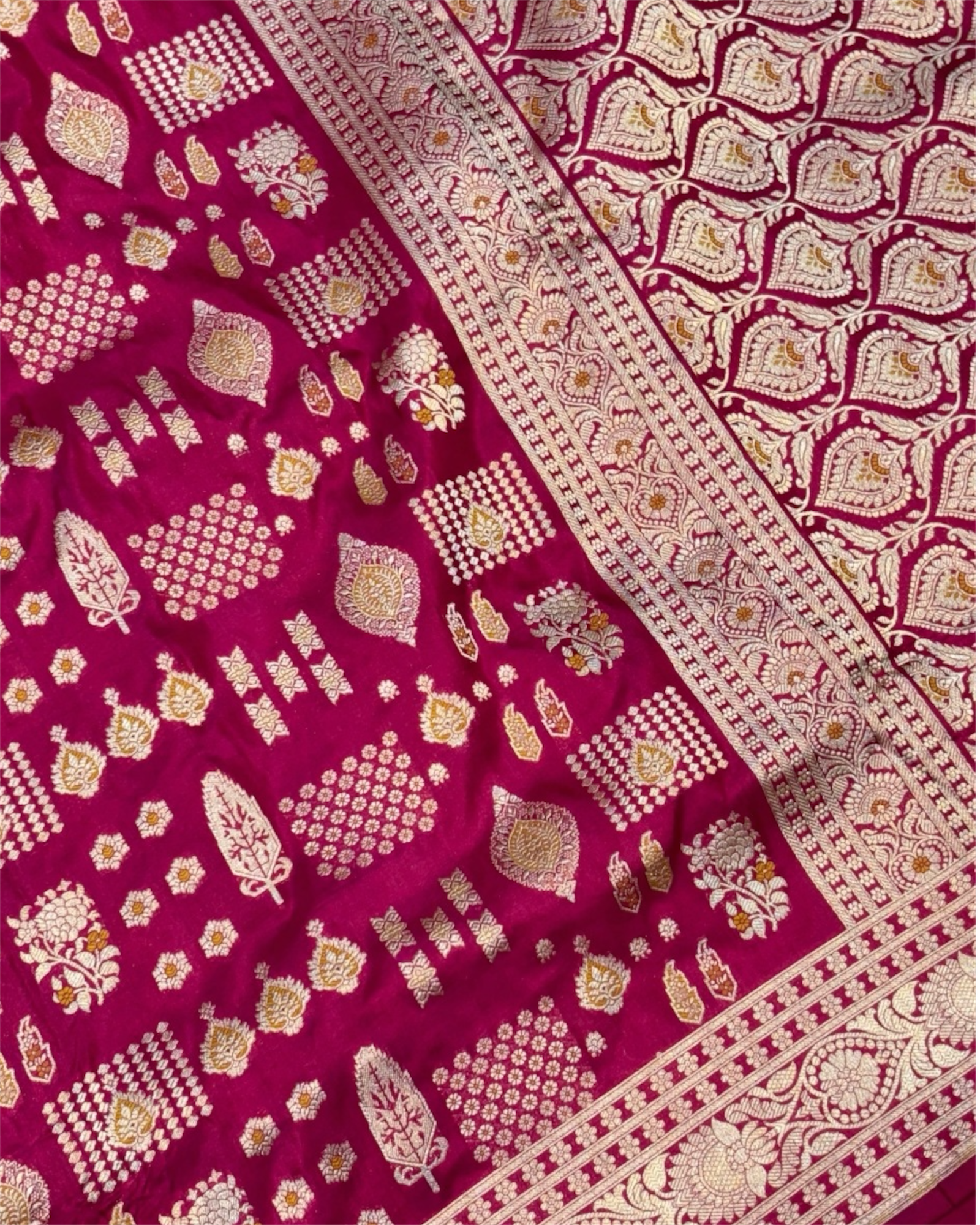 Pure Katan Handloom Silk - Jaal Work with Meenakari Banarasi Saree