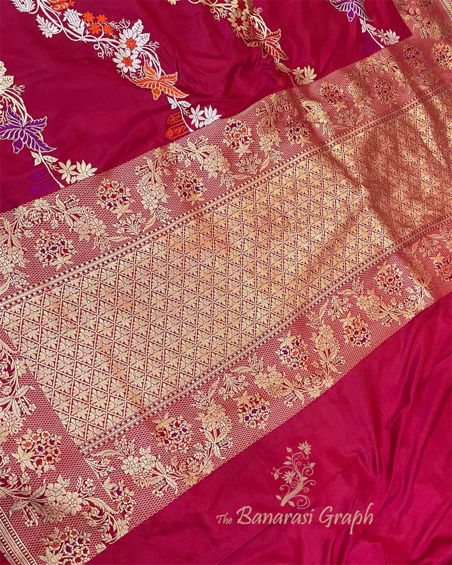 Pure Katan Kadhua Handloom Silk - Strip Sona Rupa with Meenakari Banarasi Saree