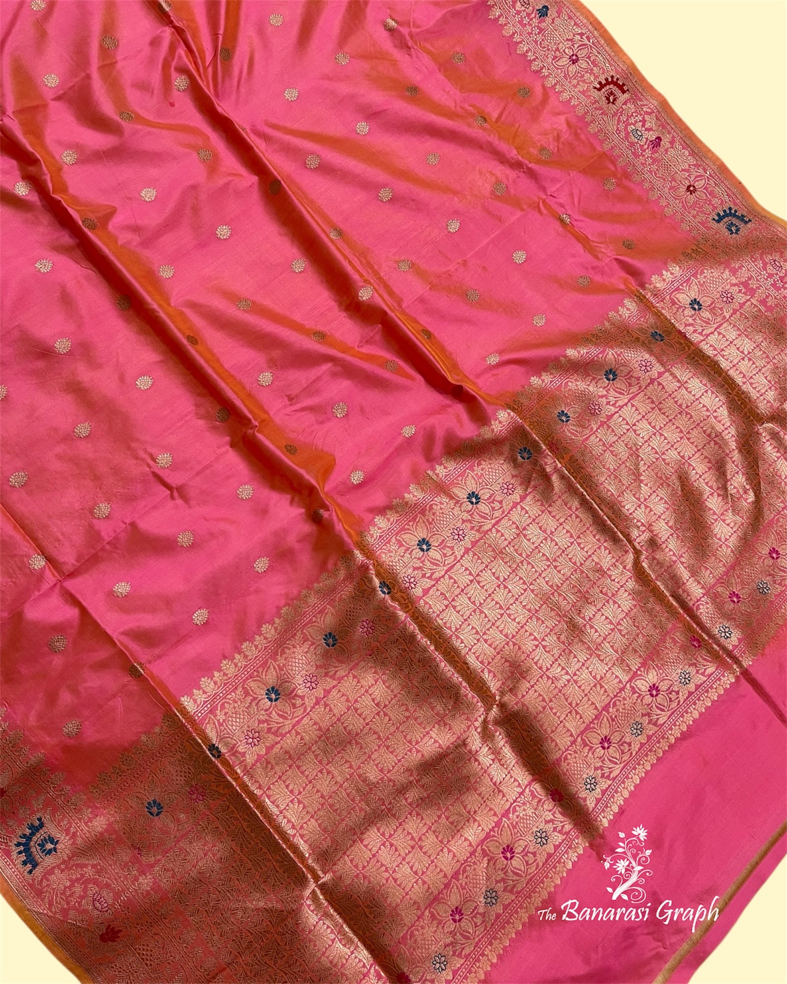 Pink Pure Katan Handloom Silk - Kadhua Motifs with Meenakari Banarasi Saree