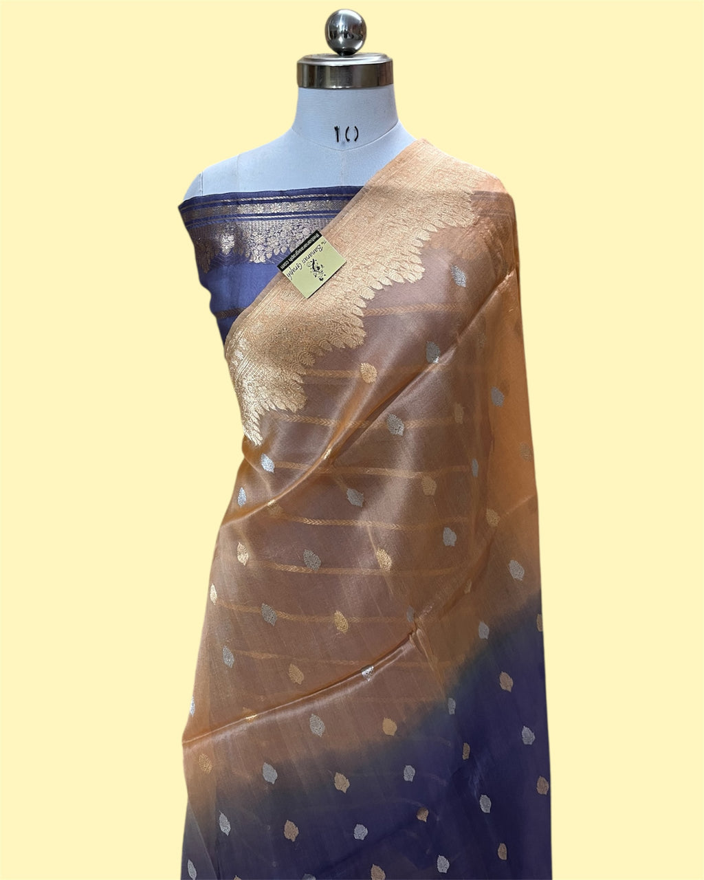 Dual Shade Pure Kora Handloom Silk - Kadhua Motifs Banarasi Saree