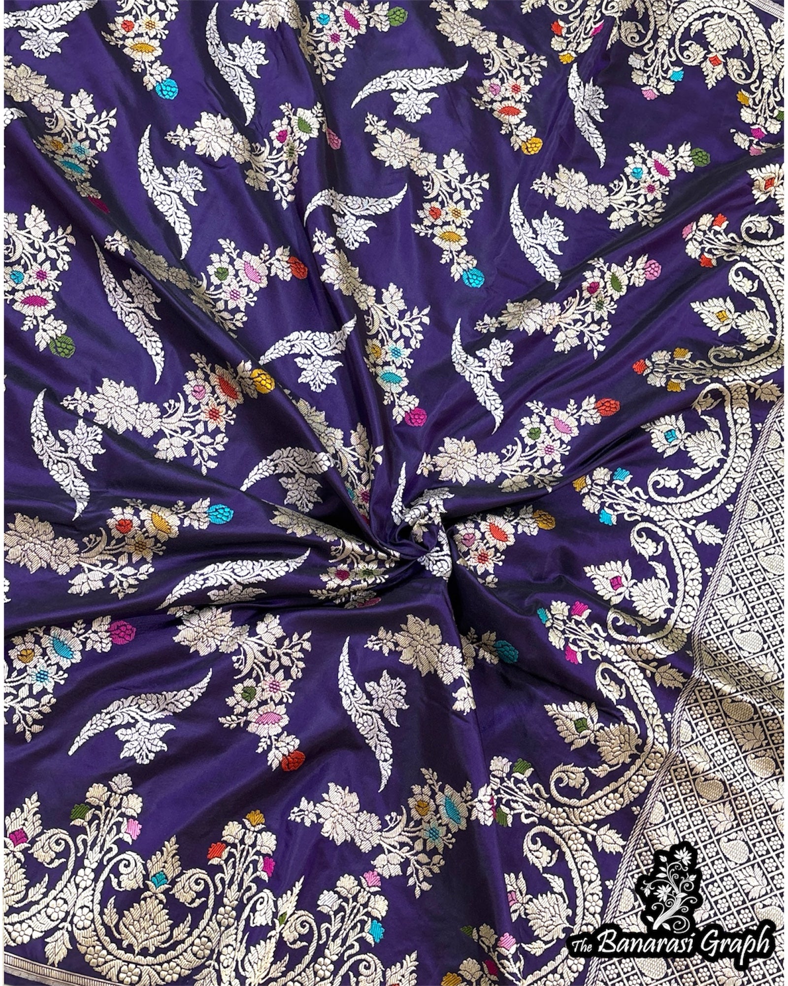 Blue Pure Katan Handloom Silk - All Over Kadhua Jaal Work Sona Rupa with Meenakari Banarasi Saree
