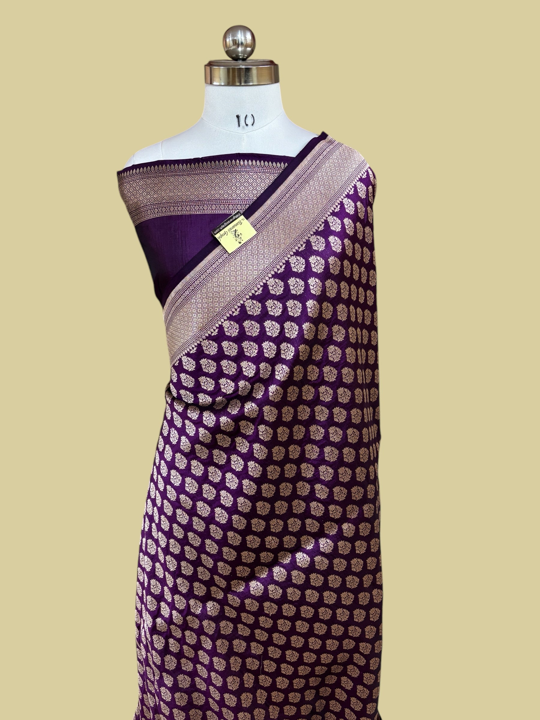 Magenta Pure Katan Handloom Silk - All Over Booti work Banarasi Saree