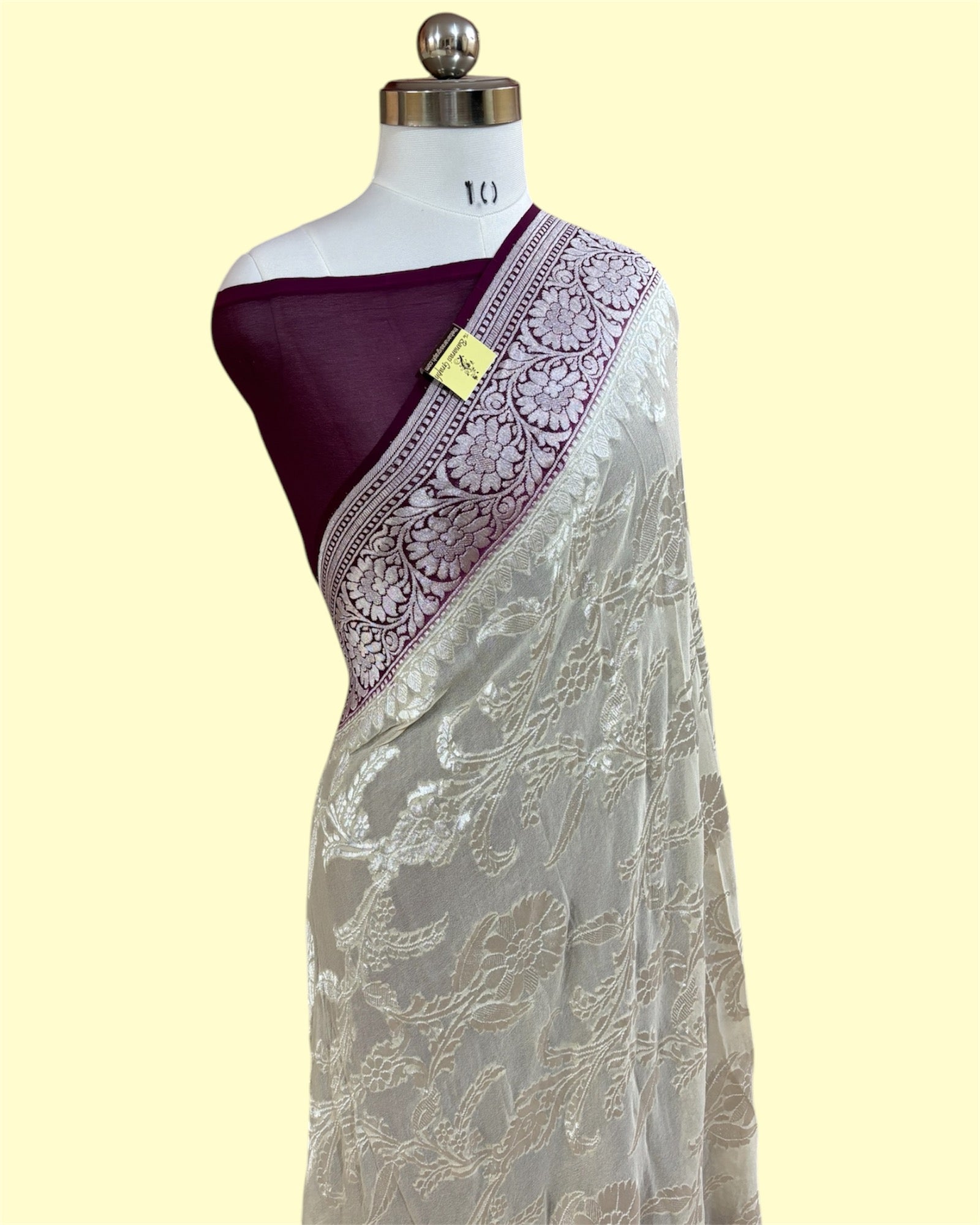Khaddi Georgette Water Zari - All Over Jaal Work Pure Banarasi Saree