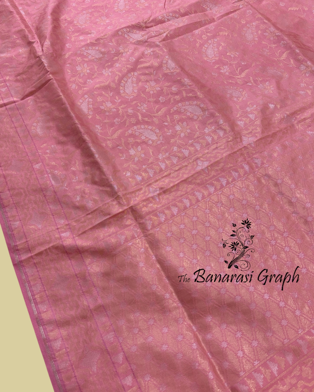 Pink Ektara Pure Katan Handloom Silk - All Over Sona Rupa Jaal Work Banarasi Saree