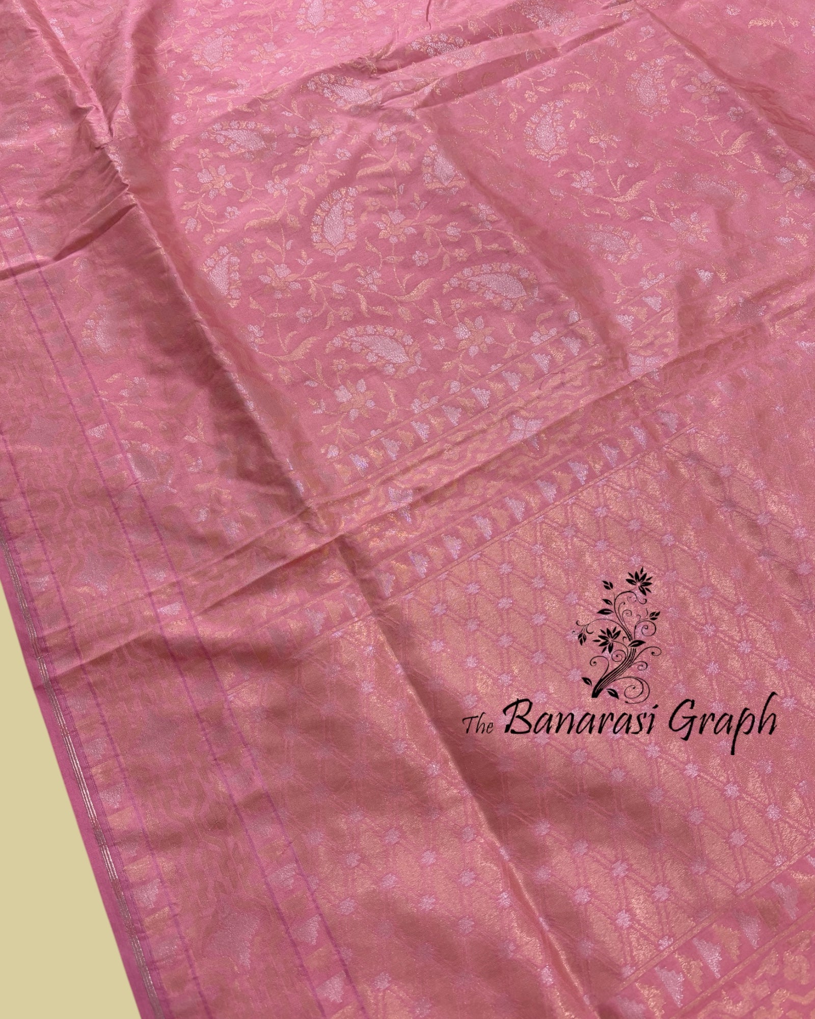 Pink Ektara Pure Katan Handloom Silk - All Over Sona Rupa Jaal Work Banarasi Saree
