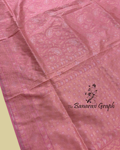 Pink Ektara Pure Katan Handloom Silk - Sona Rupa All Over Jaal Work Banarasi Saree