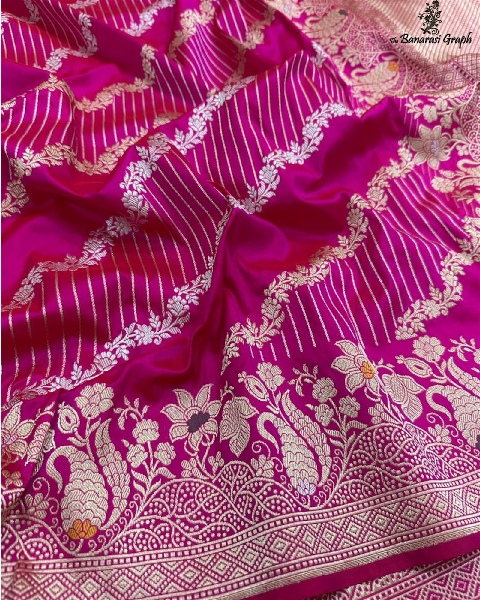 Pure Katan Handloom Silk - Kadhua Motifs Sona Rupa Work with Meenakari Banarasi Saree