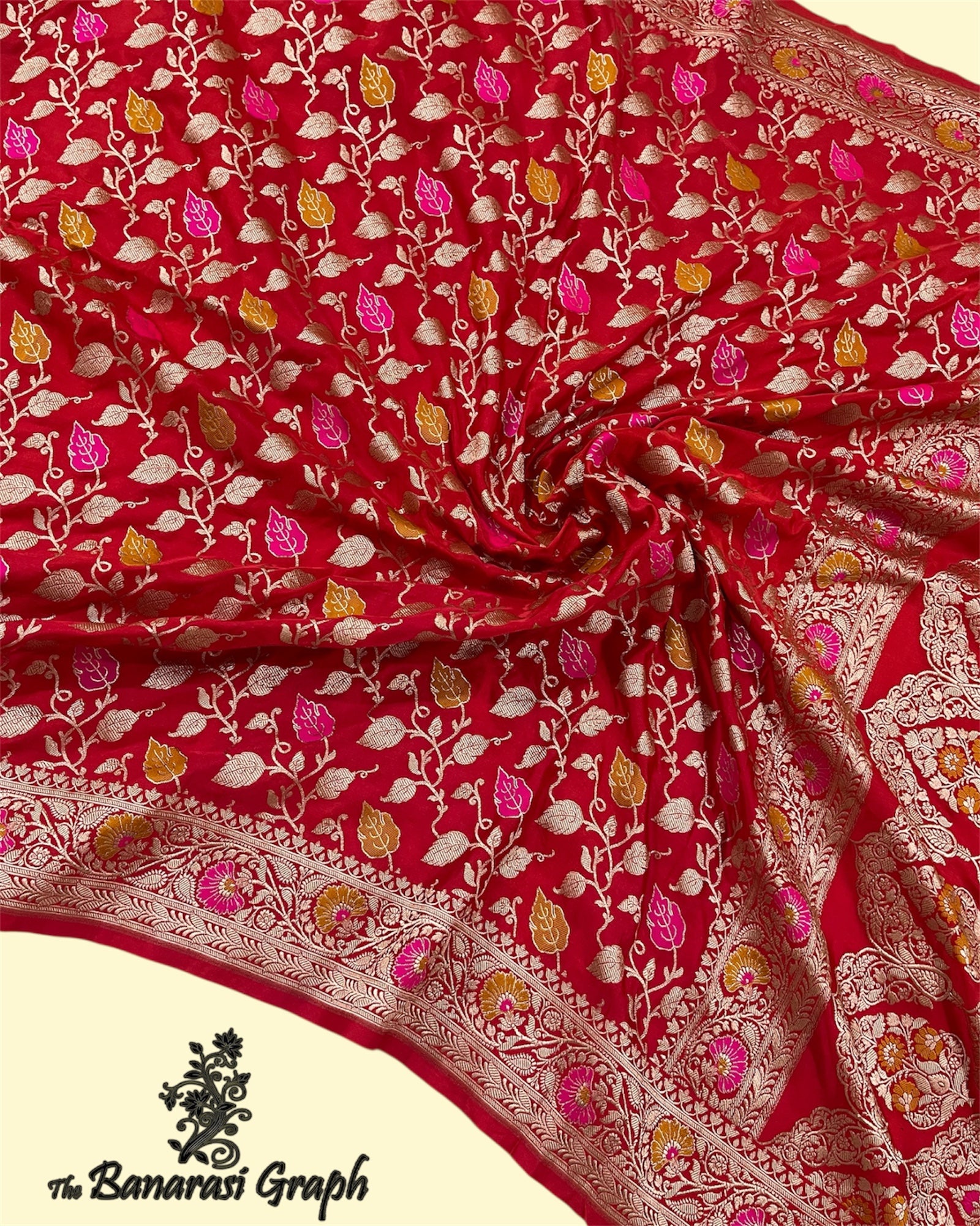 Premium Mashru Silk - All Over Jaal Work with Meenakari Banarasi Saree