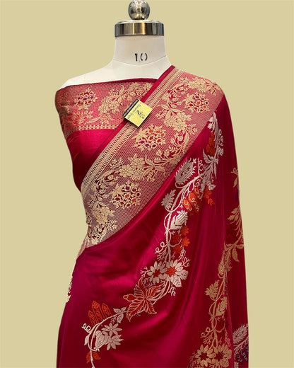 Pure Katan Kadhua Handloom Silk - Strip Sona Rupa with Meenakari Banarasi Saree