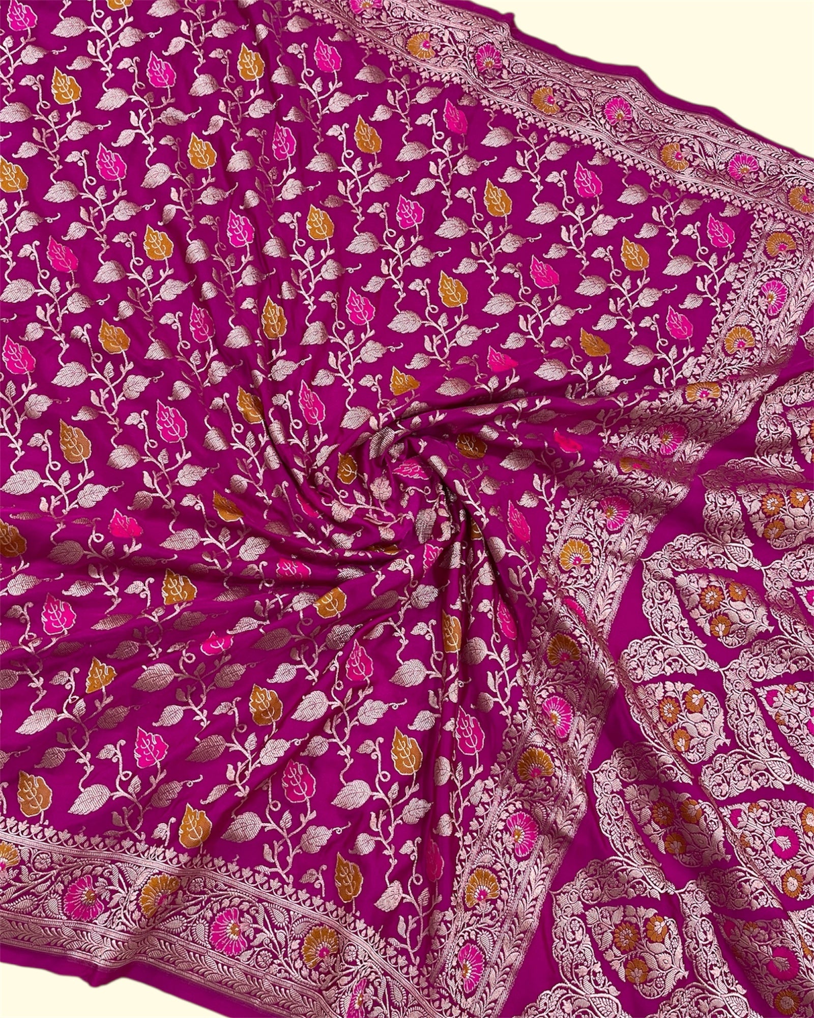Premium Mashru Silk - All Over Jaal Work with Meenakari Banarasi Saree