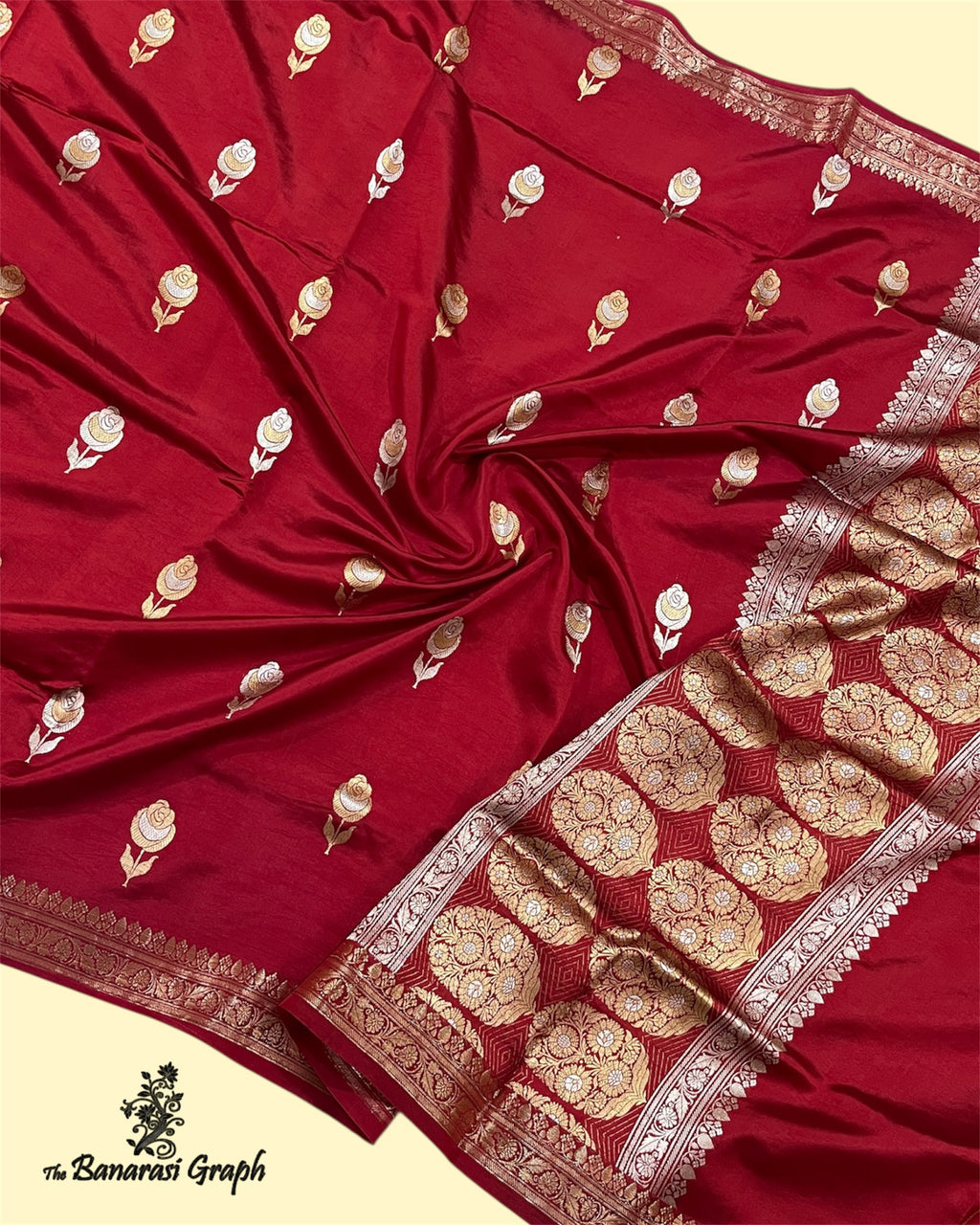Pure Raw Mango Handloom Silk - Kadhua Motifs Sona Rupa Banarasi Saree