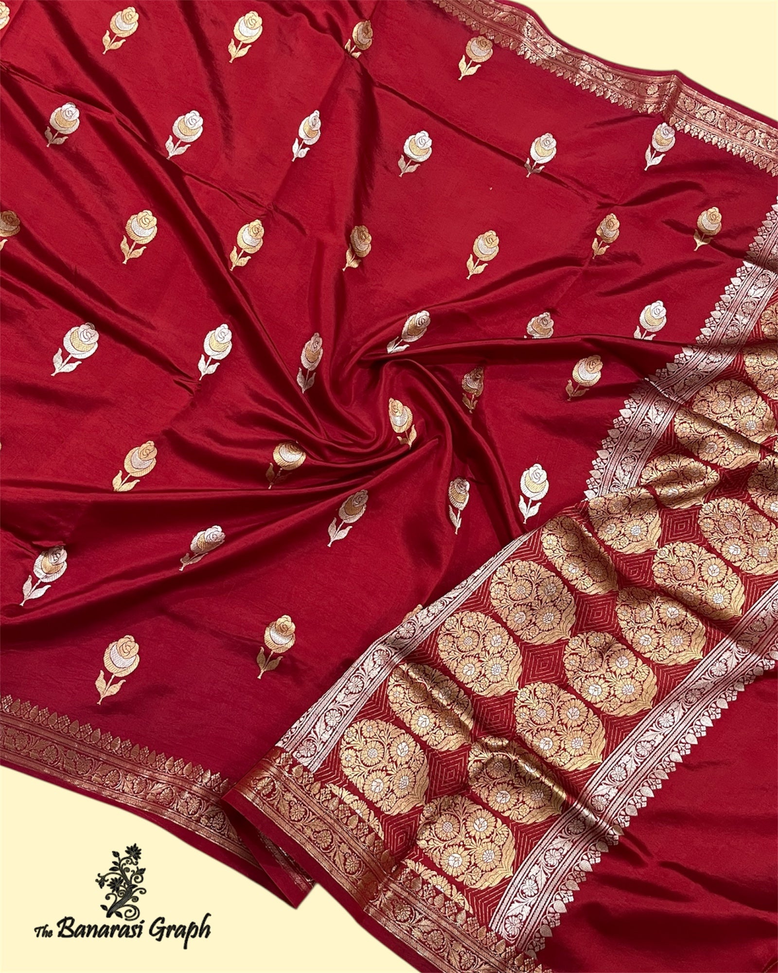 Pure Raw Mango Handloom Silk - Kadhua Motifs Sona Rupa Banarasi Saree