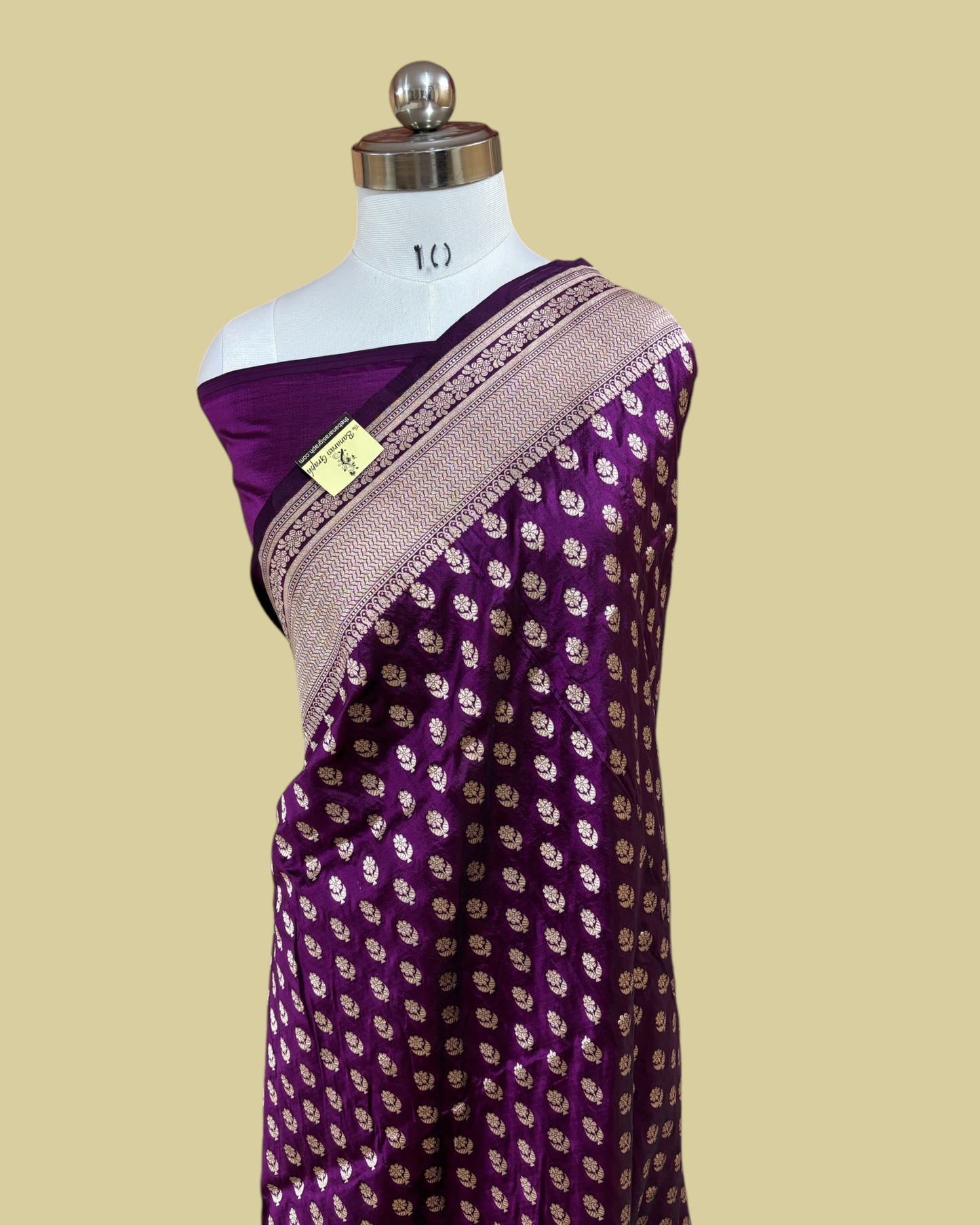 Violet Pure Katan Handloom Silk - All over Booti Work Banarasi Saree